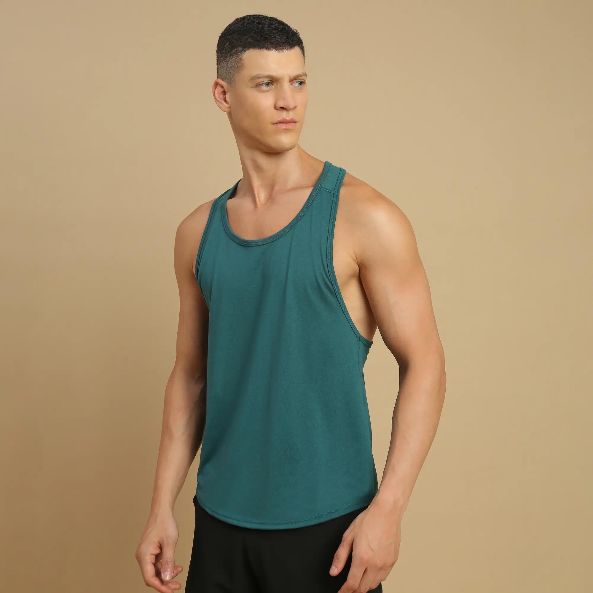 Men's Strength Training Stringer Tank Top 900 - Teal -  4