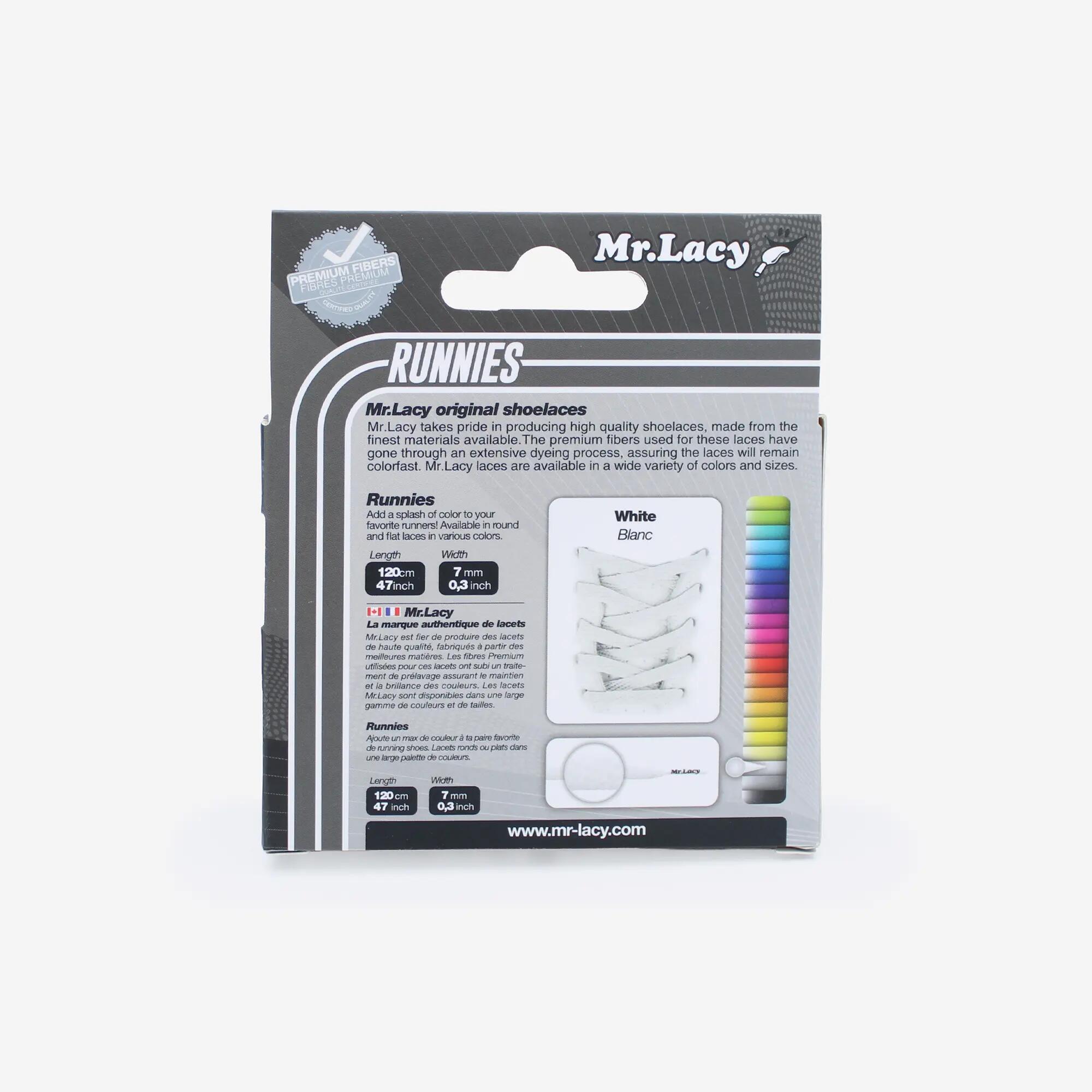 Lacets plats lifestyle premium unisexe, Runnies blanc 2/3
