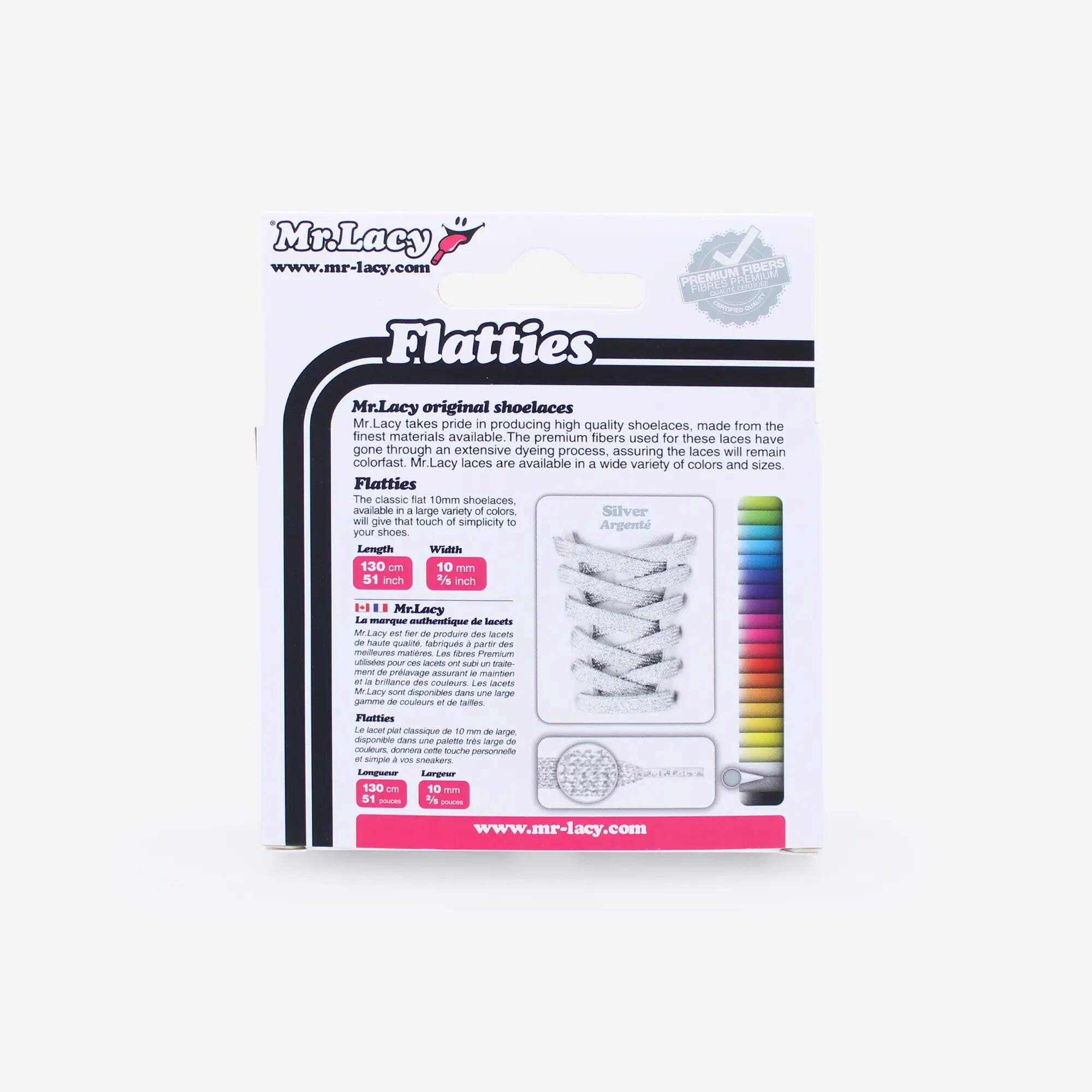 Lacets plats lifestyle classiques unisexe, Flatties argenté 2/3