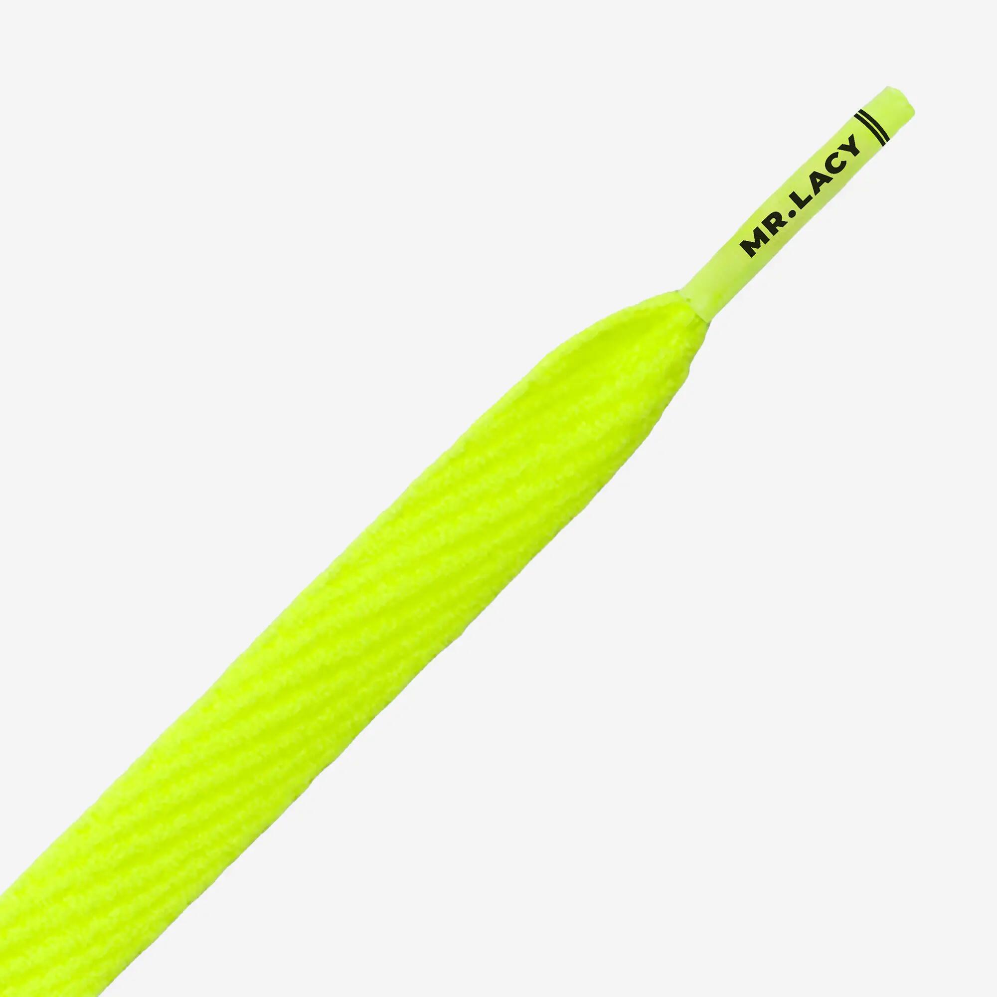 Lacets plats lifestyle classiques unisexe, Flatties jaune fluo 3/3