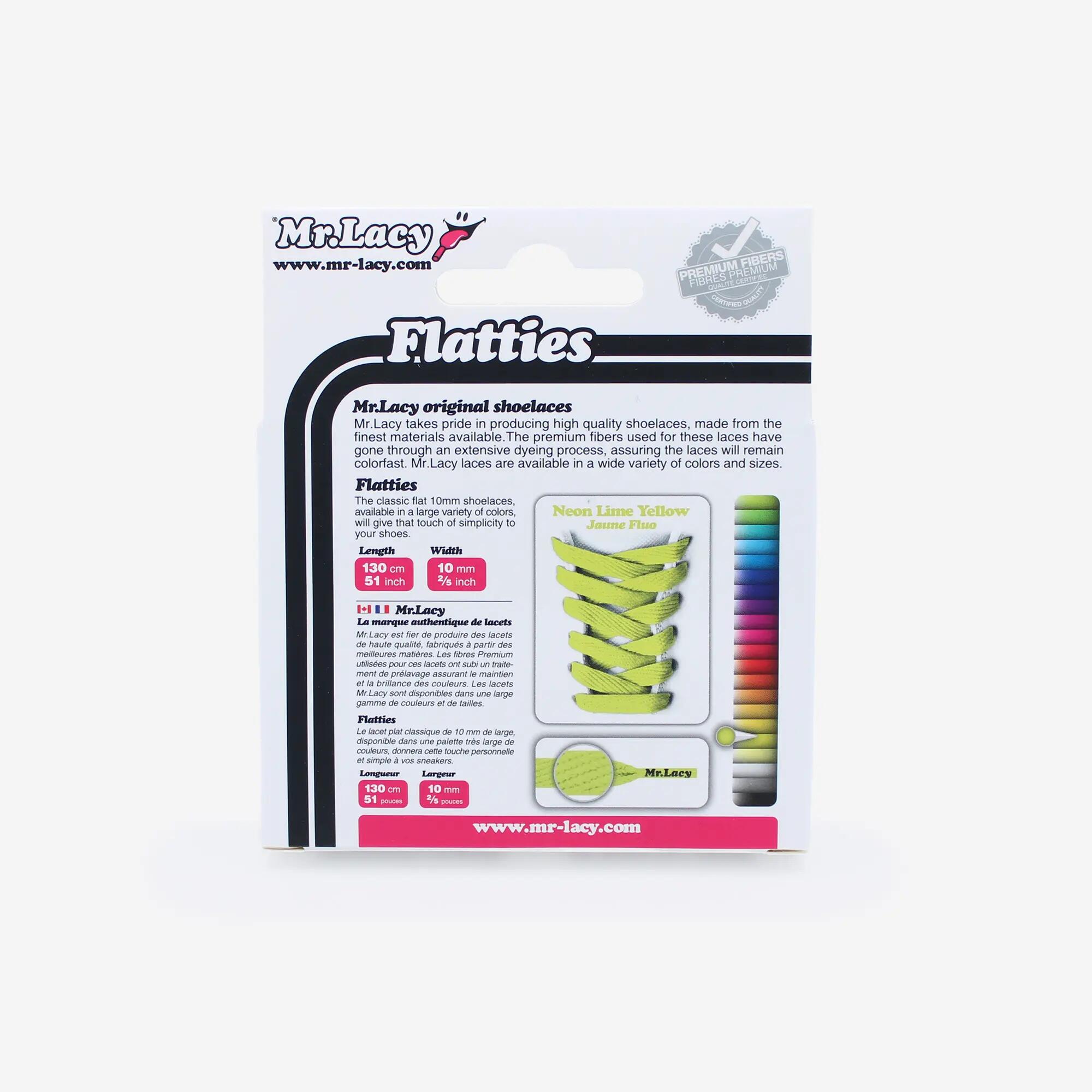 Lacets plats lifestyle classiques unisexe, Flatties jaune fluo 2/3