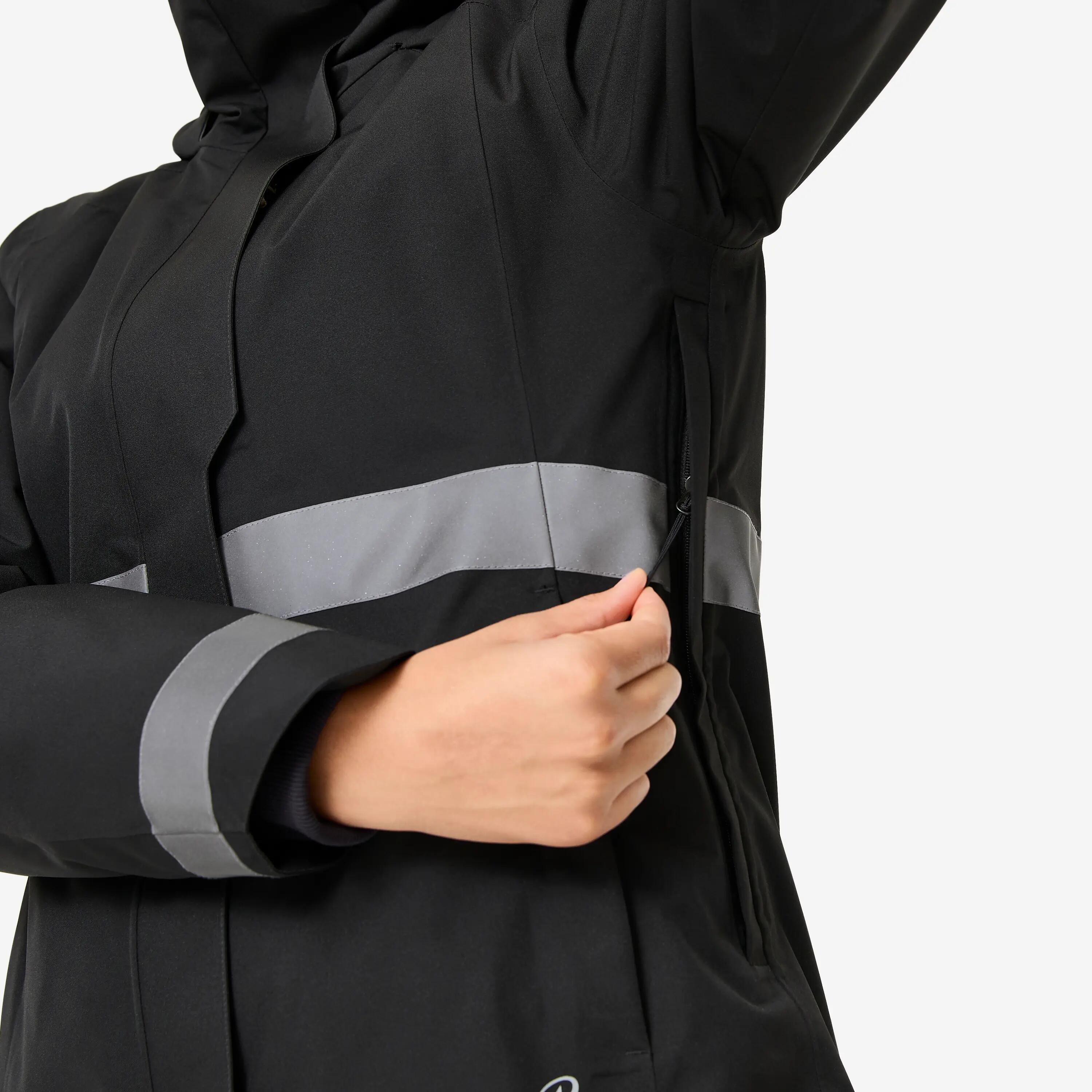 Jaqueta Ciclisme Urbà 540 Dona Negre Càlida Visibilitat Nocturna Impermeable 5/16