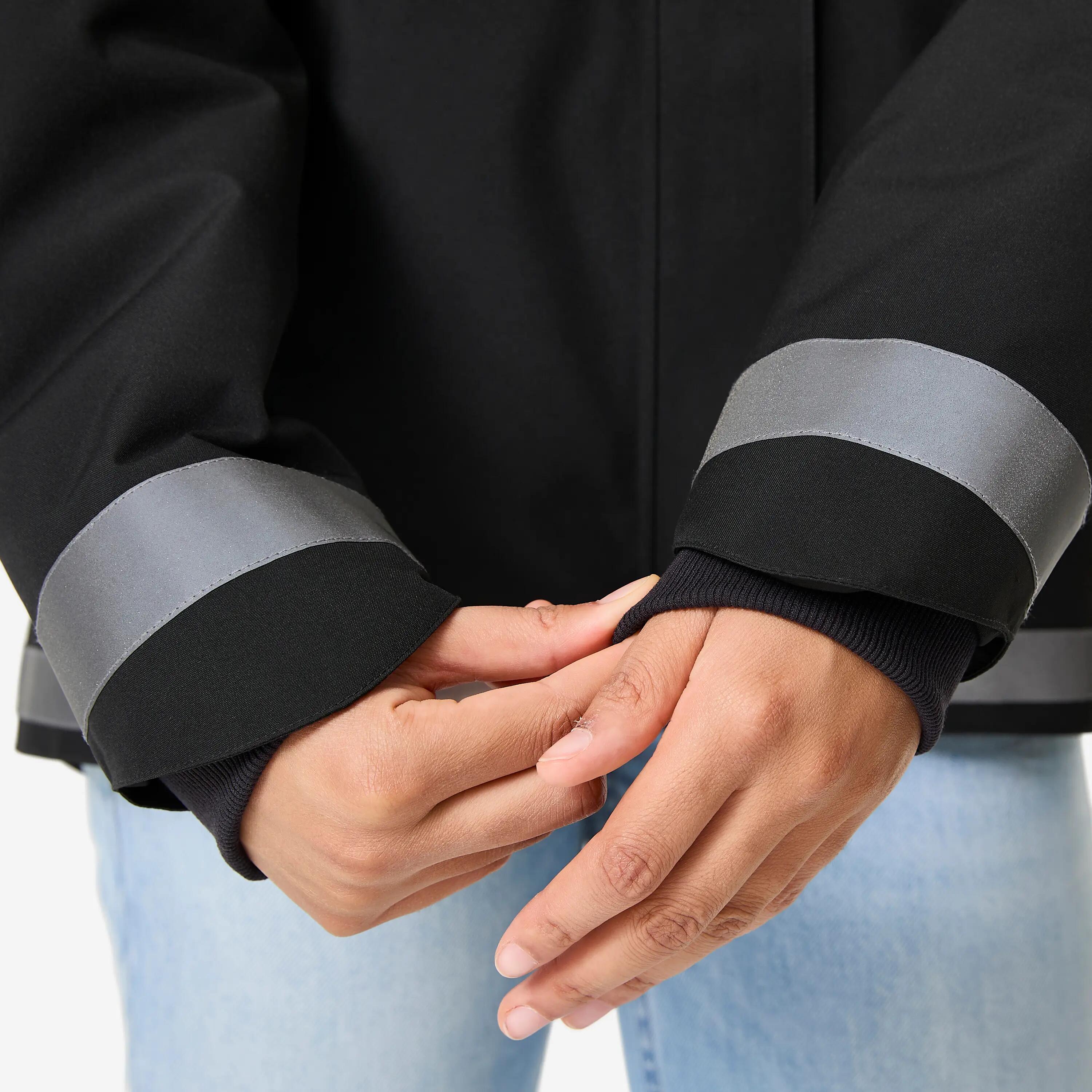 Jaqueta Ciclisme Urbà 540 Dona Negre Càlida Visibilitat Nocturna Impermeable 6/16