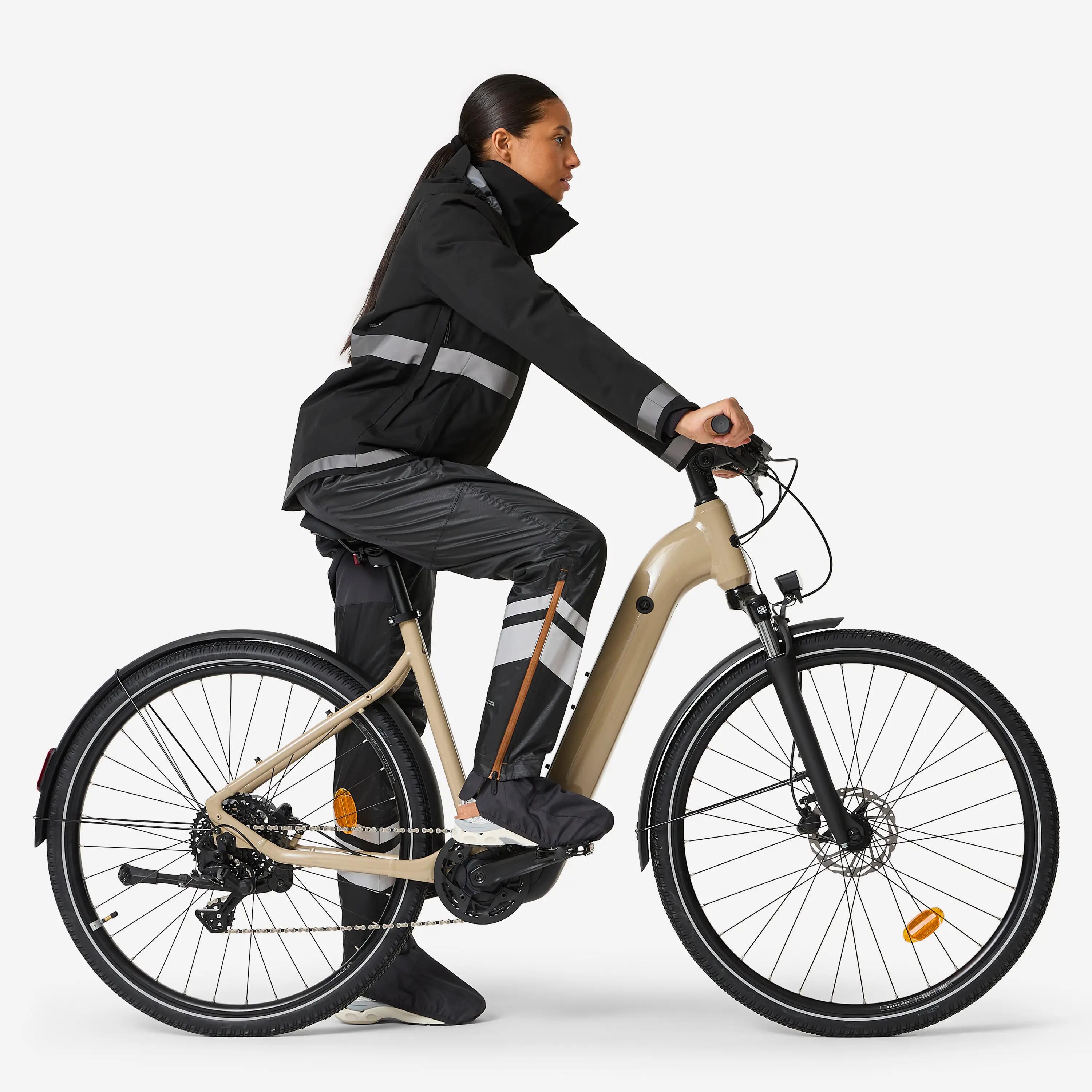 Jaqueta Ciclisme Urbà 540 Dona Negre Càlida Visibilitat Nocturna Impermeable 2/16