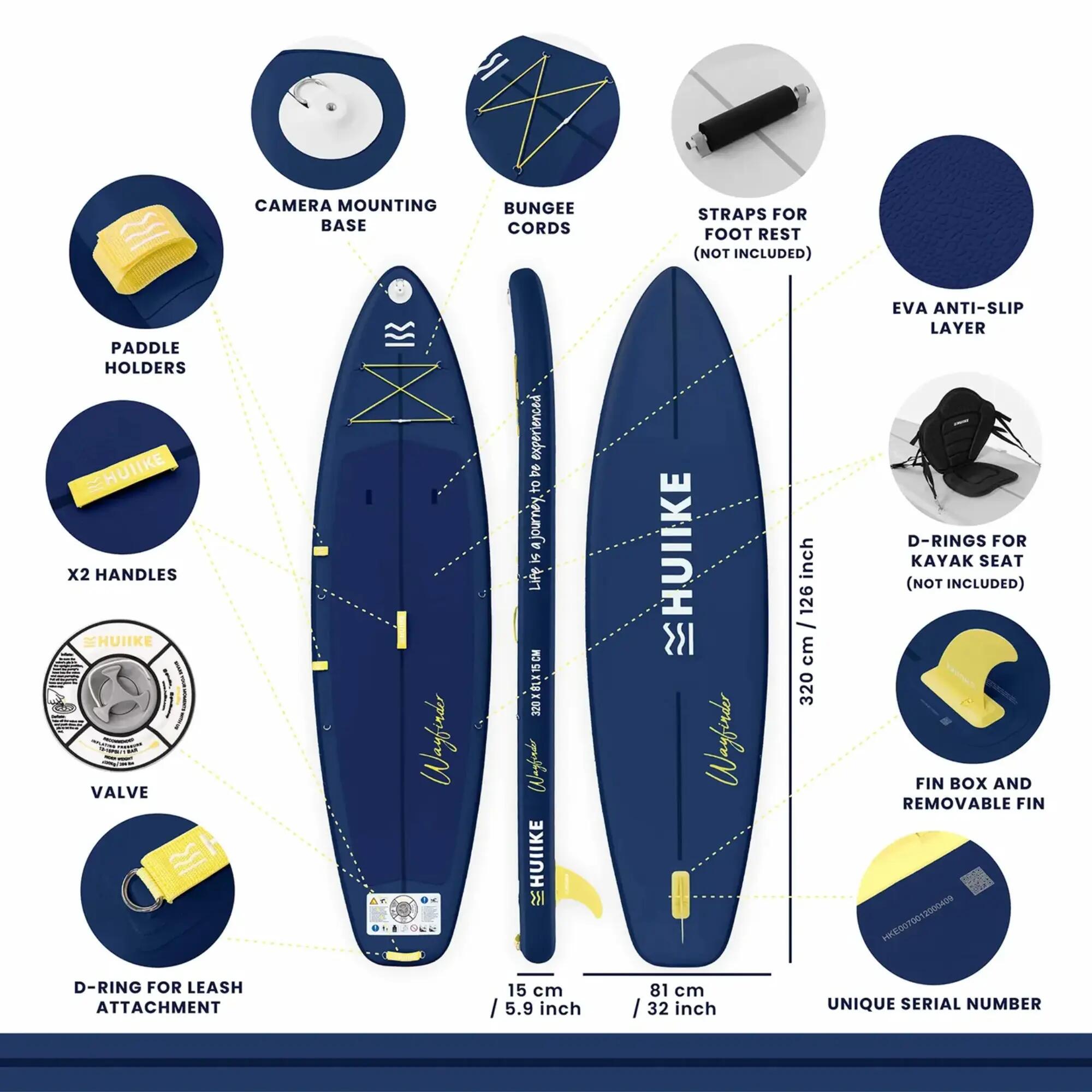 Tabla Paddle Surf Hinchable Touring 10’6” con Accesorios, hasta 130 kg, Navy 5/6