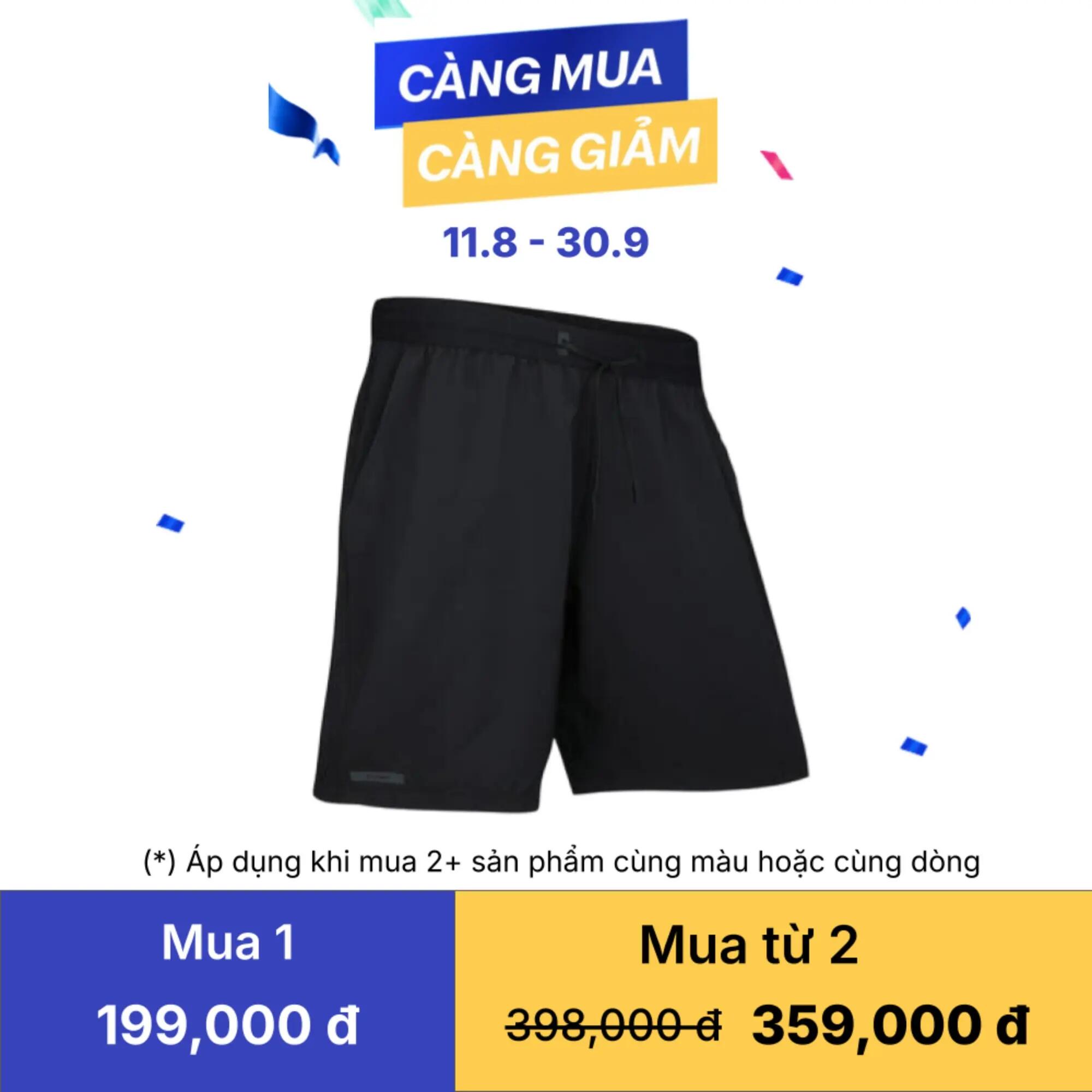 Short de running transpirable negro para hombre Dry+ 13/26