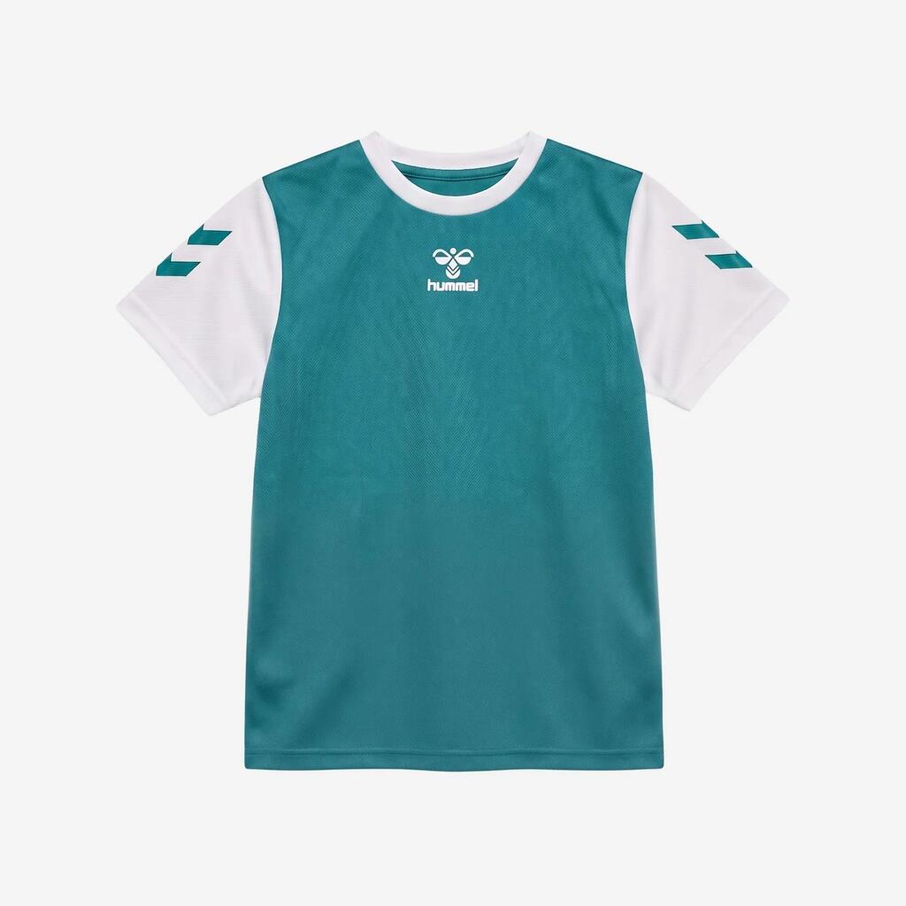Kids’ handball T-shirt - Green/white kit jersey