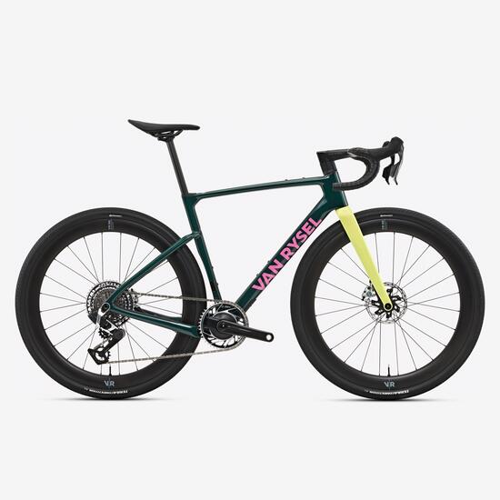 Bici gravel RCR-G Sram RED AXS E1 XPLR verde ruote VR50 carbon