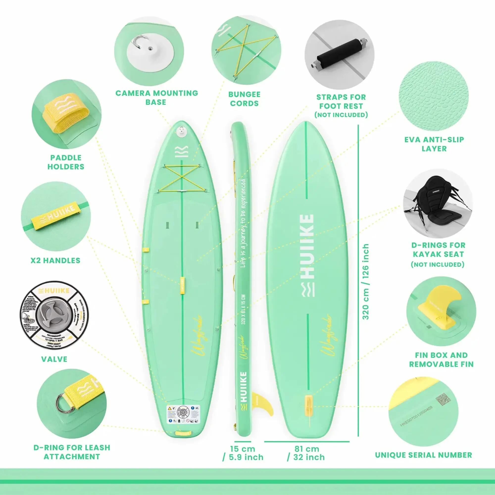 Tabla Paddle Surf Hinchable Touring 10’6” con Accesorios, hasta 130 kg, aqua 3/6