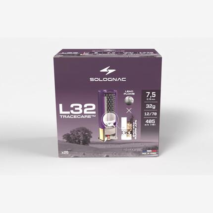Cartucho Caza Solognac L32G Taco Tracecare Calibre 12/70 Plomo N.° 6 x25