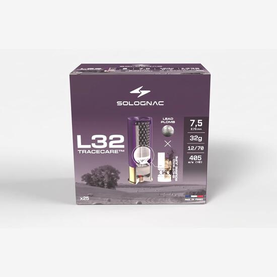 Cartucho Caza Solognac L32G Taco Tracecare Calibre 12/70 Plomo N.° 6 x25