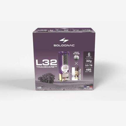 Cartucho Caza Solognac L32G Taco Tracecare Calibre 12/70 Plomo N.° 6 x25