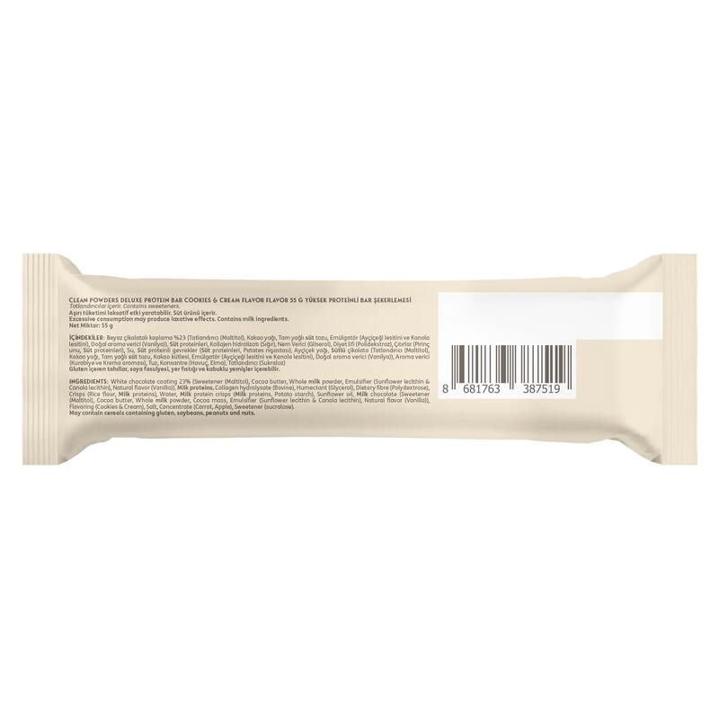 Clean Powders Deluxe Protein Bar - 55 Gr - Beyaz Çikolata Kurabiye Aromalı