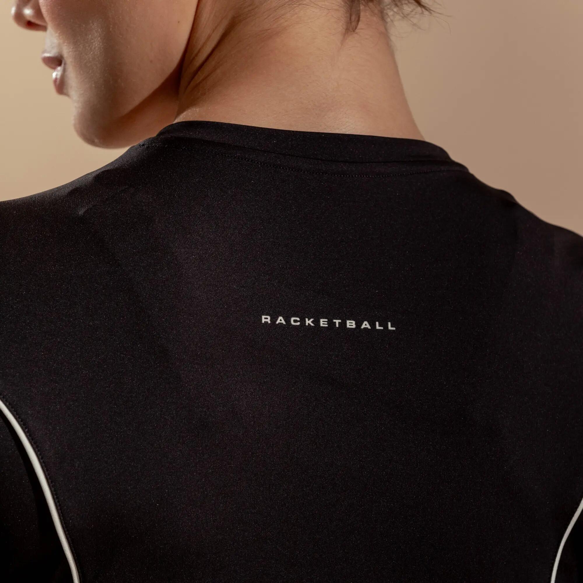 Crop top de manga larga para mujer, Racketball Fit negro 3/6
