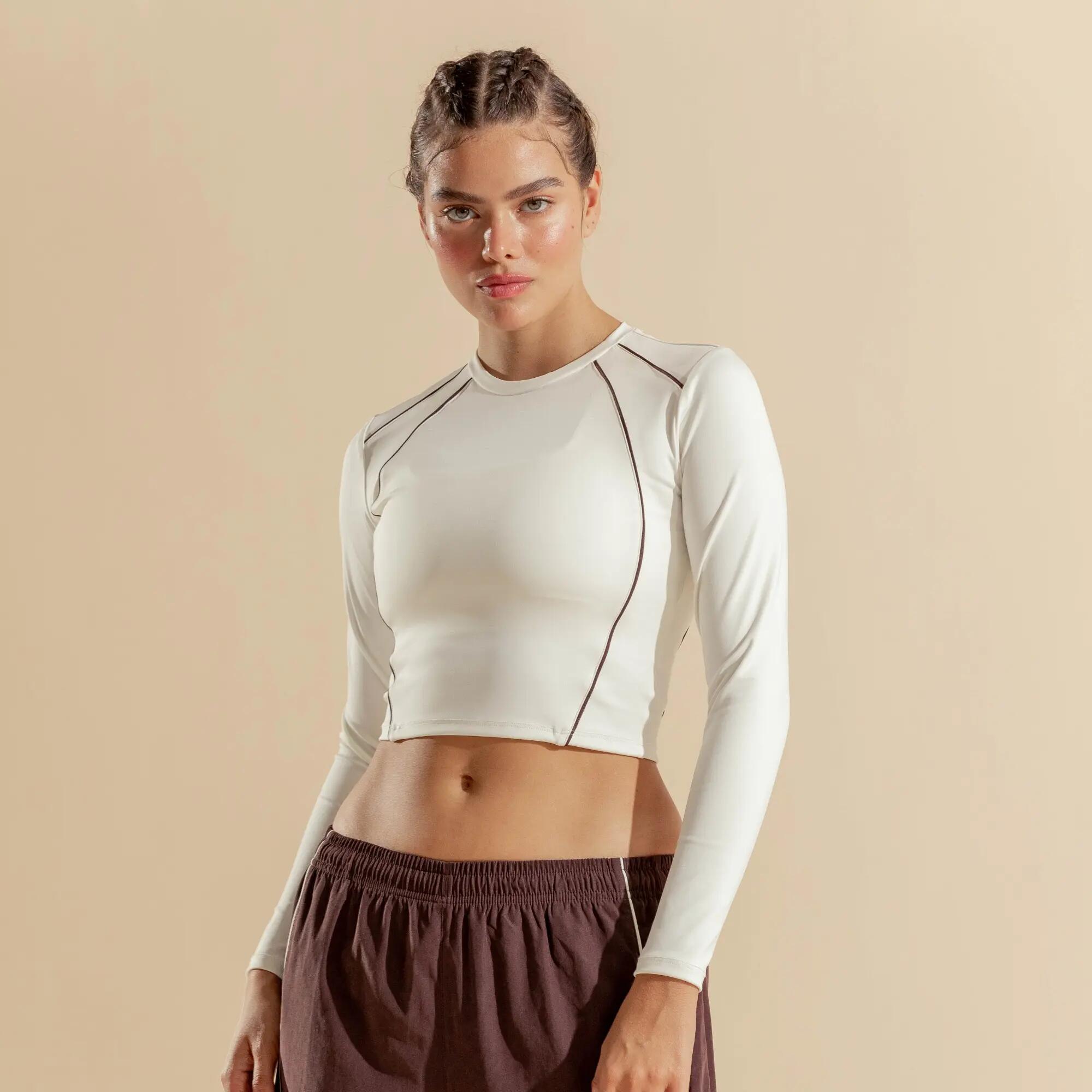 Camiseta corta transpirable protección UV para mujer, Racketball Motion blanco 4/6