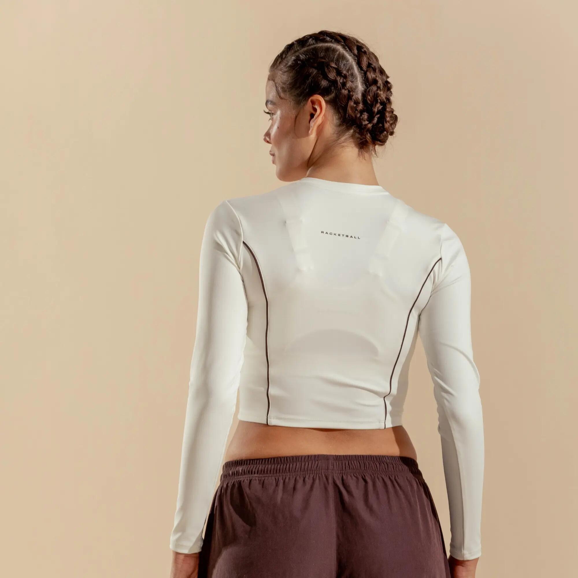 Camiseta corta transpirable protección UV para mujer, Racketball Motion blanco 6/6