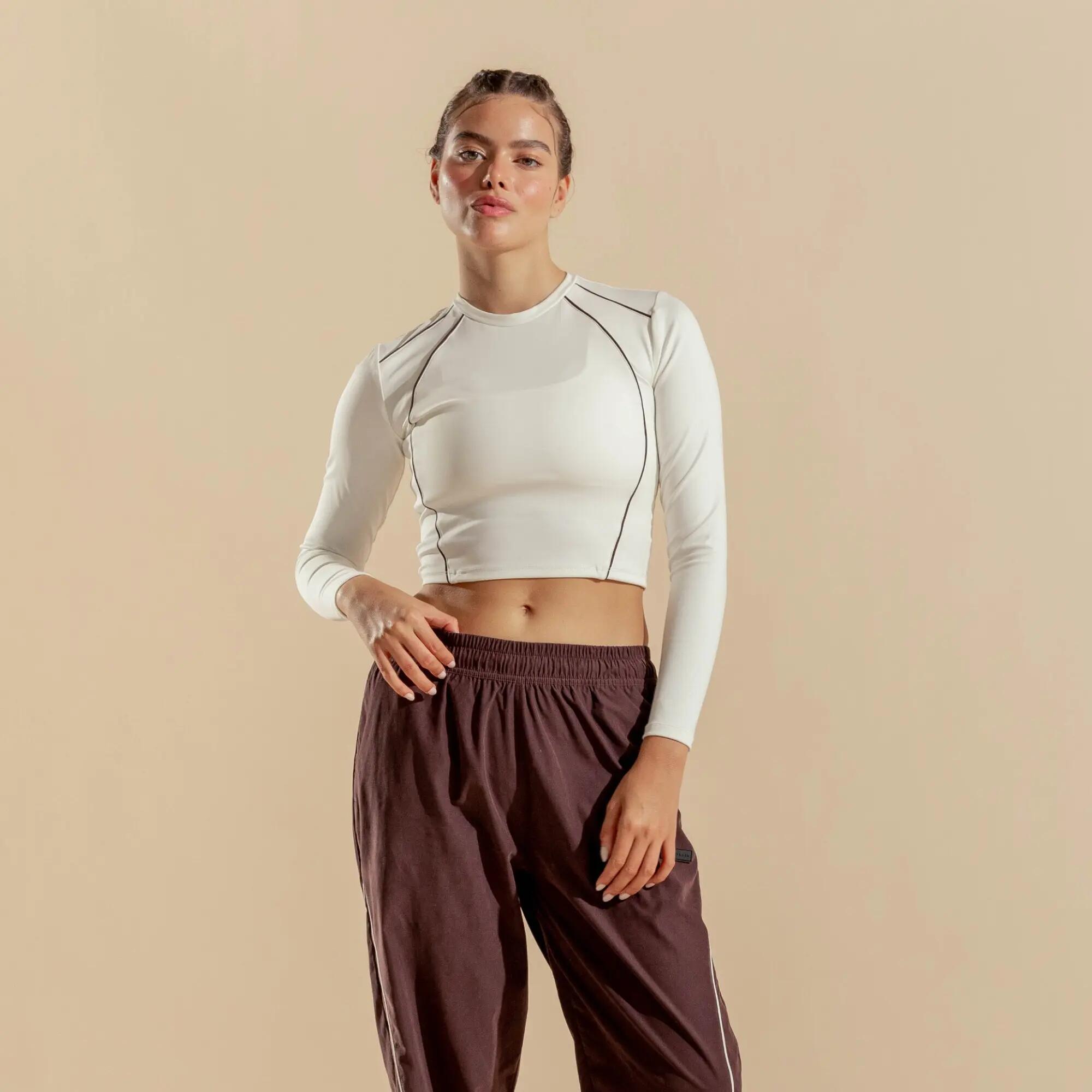 Camiseta corta transpirable protección UV para mujer, Racketball Motion blanco 3/6