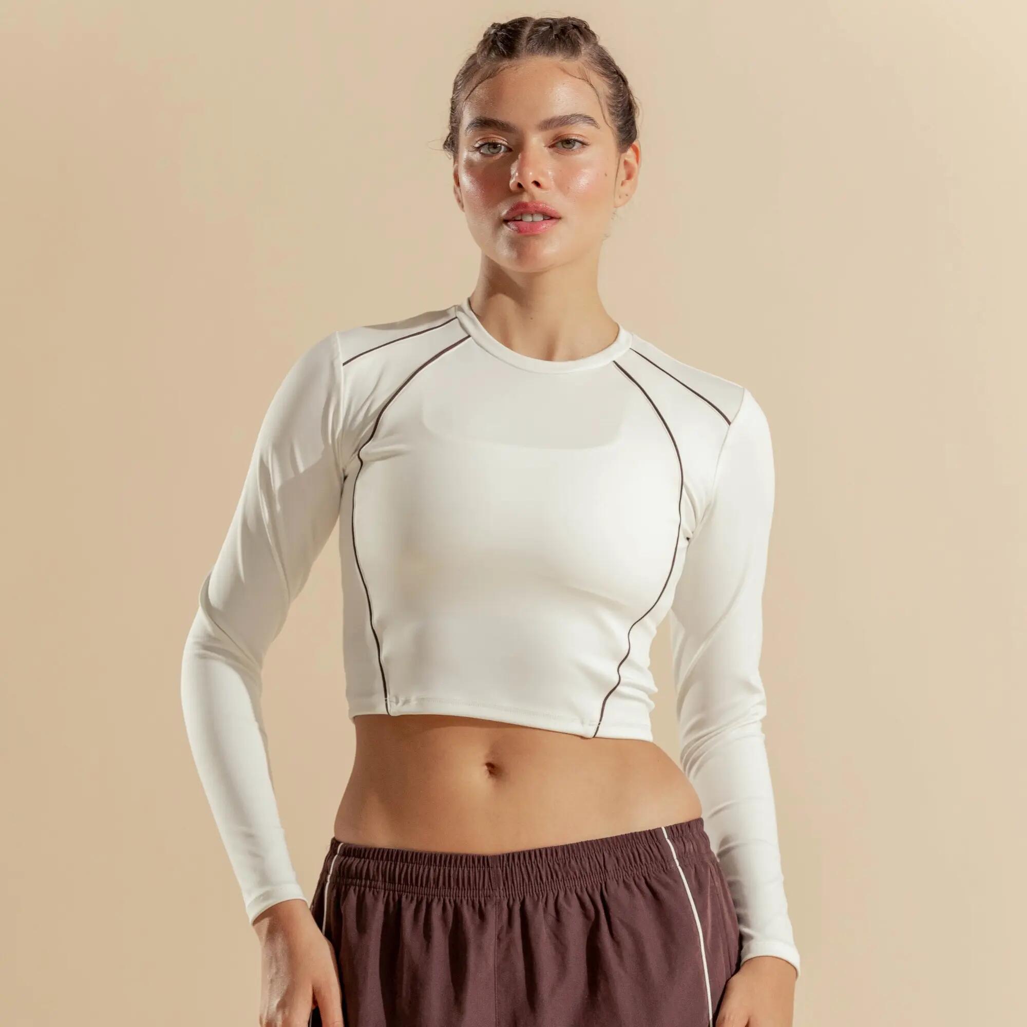 Camiseta corta transpirable protección UV para mujer, Racketball Motion blanco 5/6