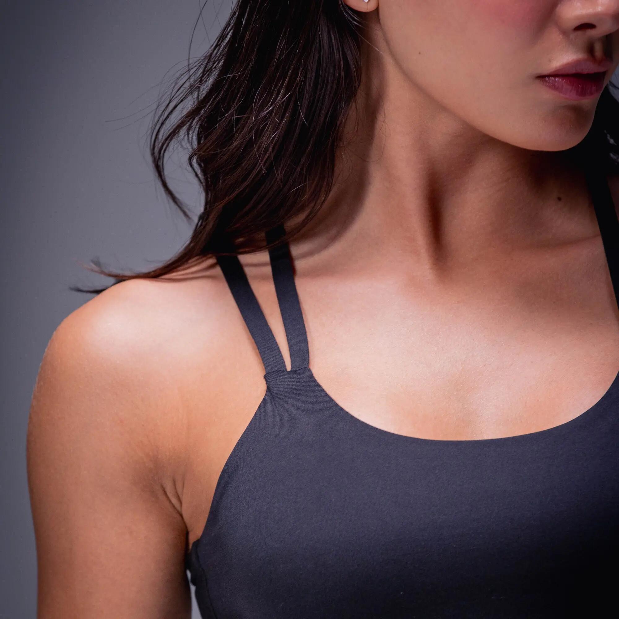 Crop top con mangas largas transparentes para mujer, Racketball Fit negro 7/10