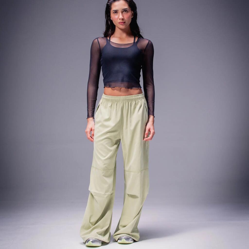 Crop top con mangas largas transparentes para mujer, Racketball Fit negro