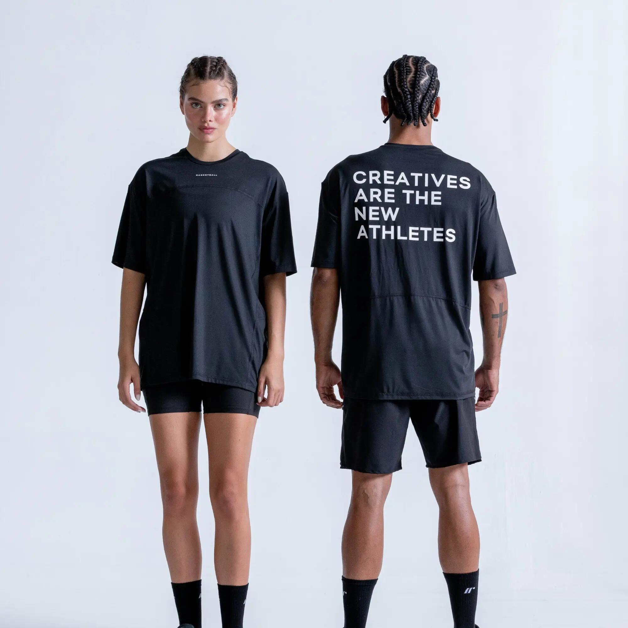 Camiseta deportiva oversize para hombre, Racketball negro 6/8