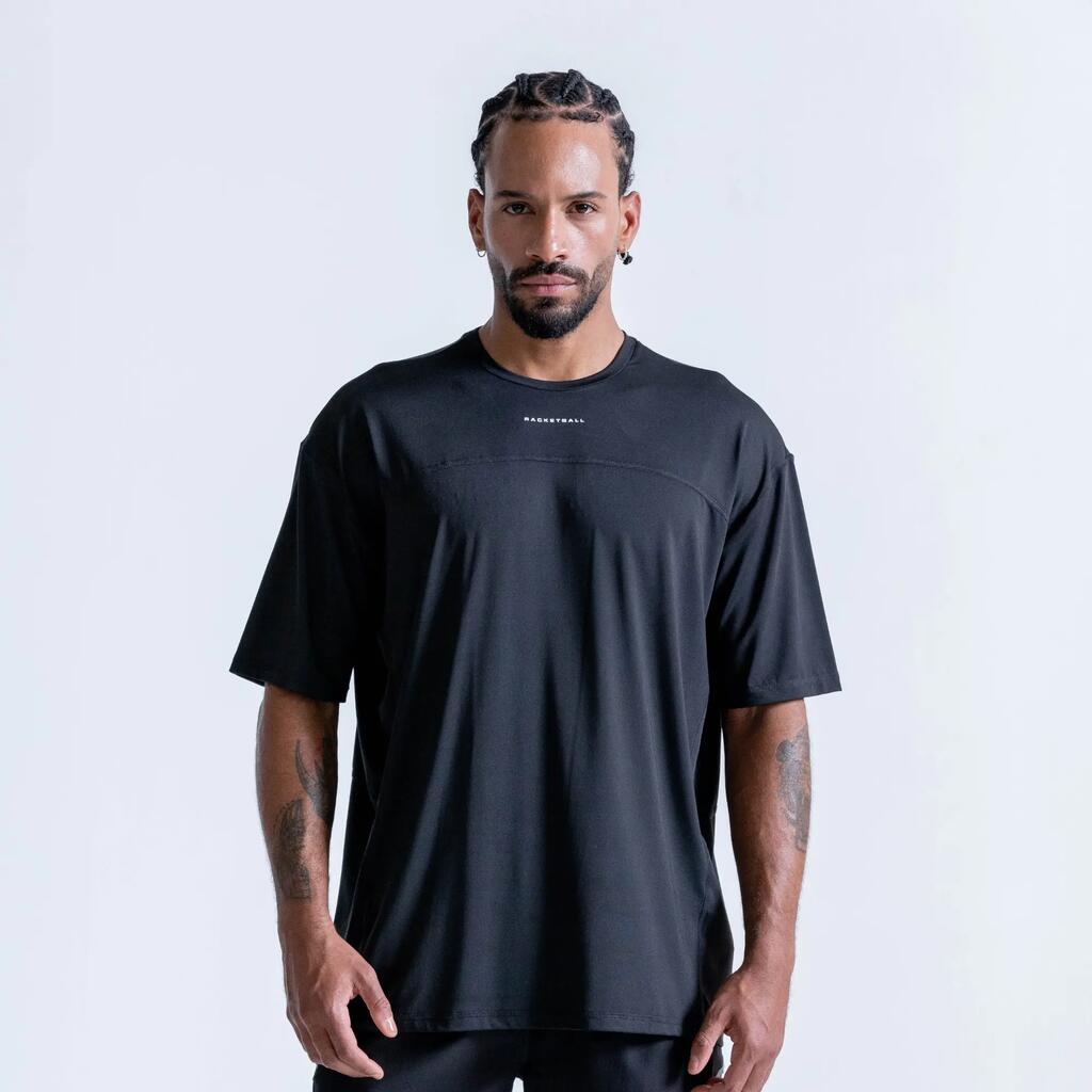 Camiseta deportiva oversize para hombre, Racketball negro