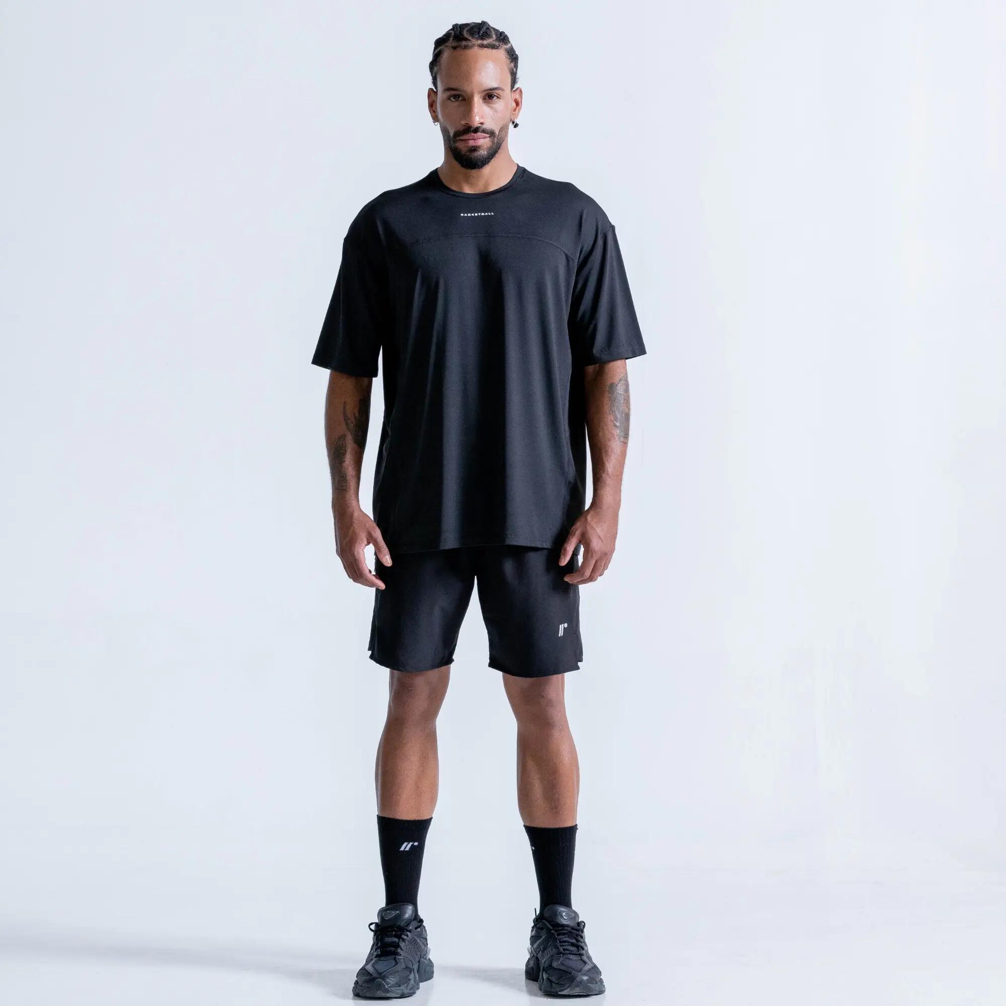 Camiseta deportiva oversize para hombre, Racketball negro 2/8