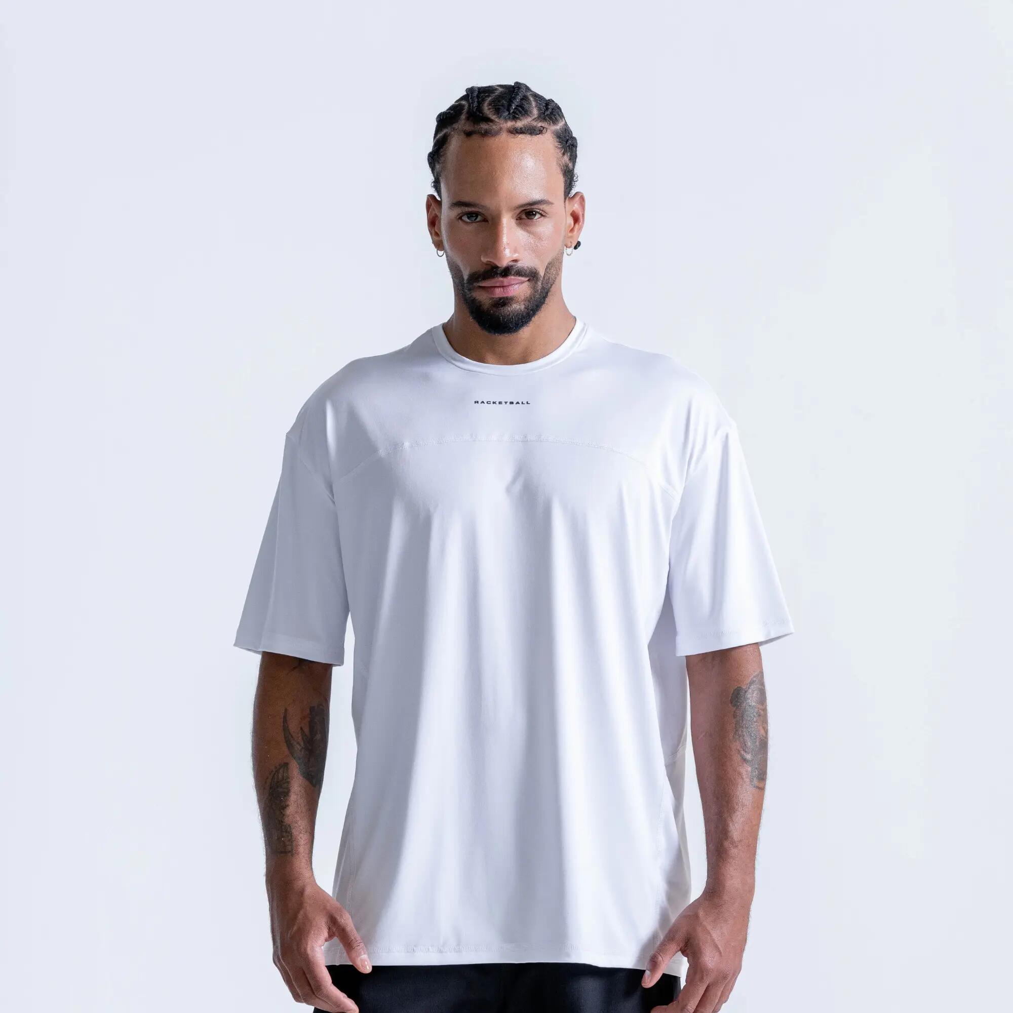 Camiseta deportiva oversize para hombre, Racketball blanco 1/9