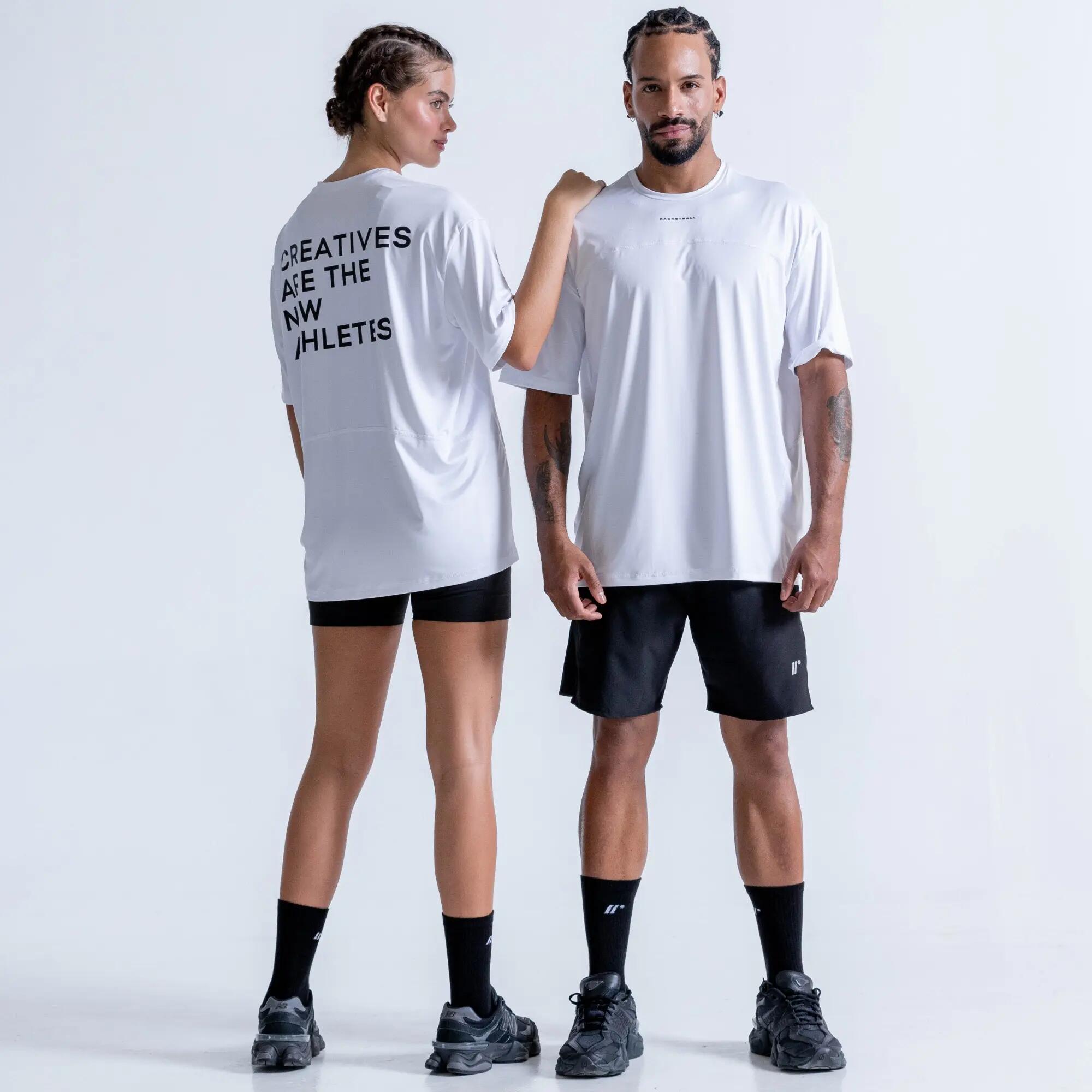 Camiseta deportiva oversize para hombre, Racketball blanco 6/9