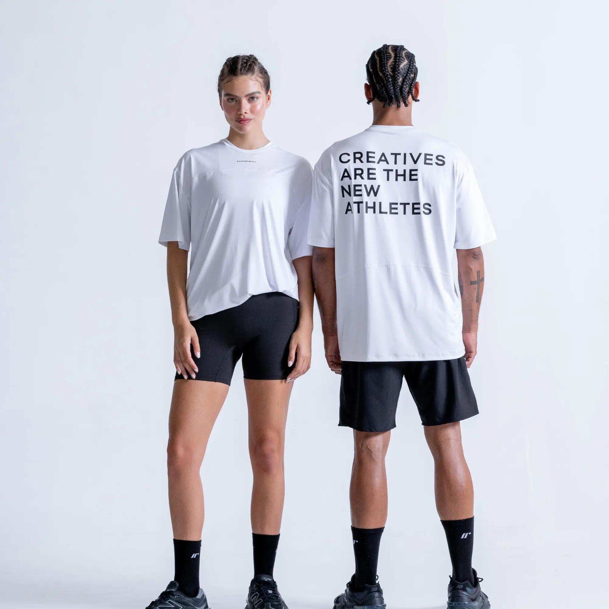 Camiseta deportiva oversize para hombre, Racketball blanco 7/9