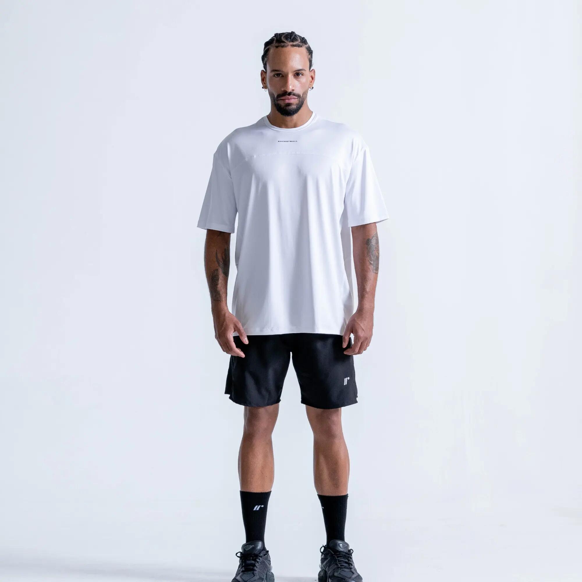 Camiseta deportiva oversize para hombre, Racketball blanco 2/9