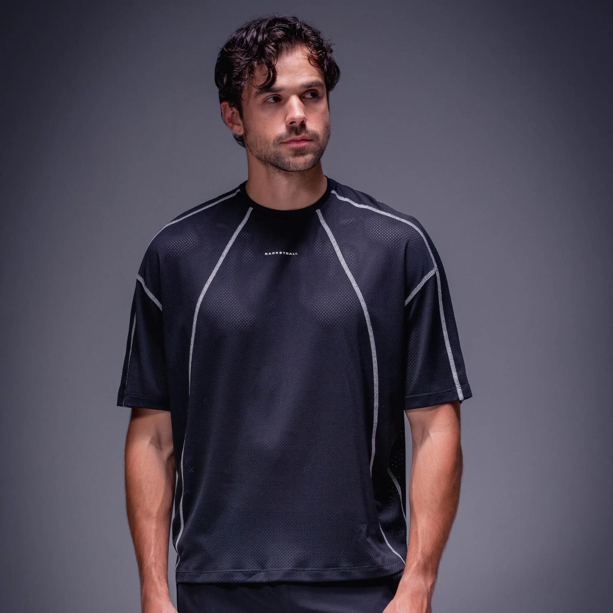 Camiseta deportiva boxy transpirable para adulto, Racketball Mesh negro 2/8