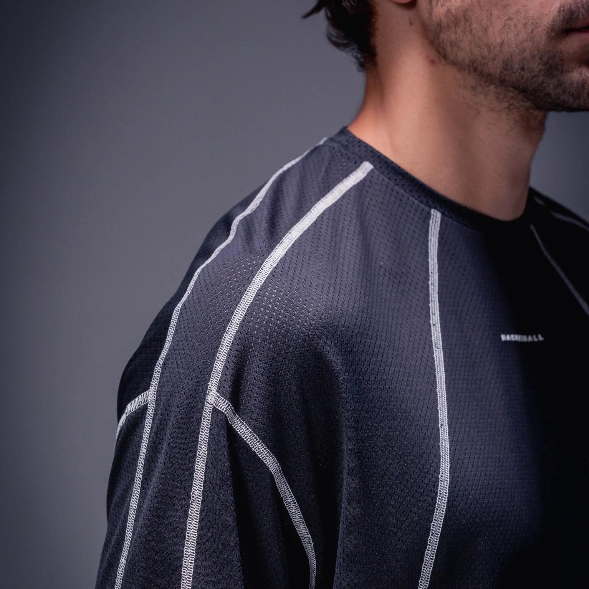 Camiseta deportiva boxy transpirable para adulto, Racketball Mesh negro 7/8