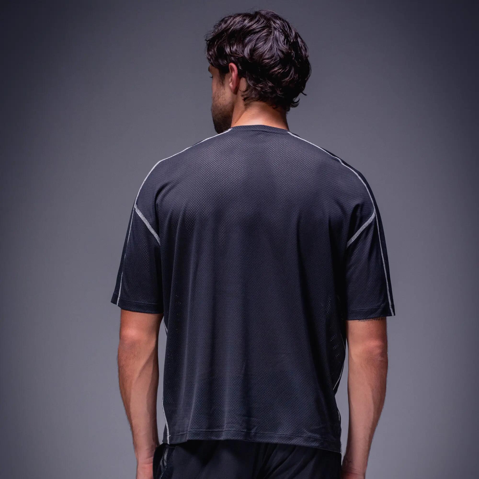 Camiseta deportiva boxy transpirable para adulto, Racketball Mesh negro 5/8