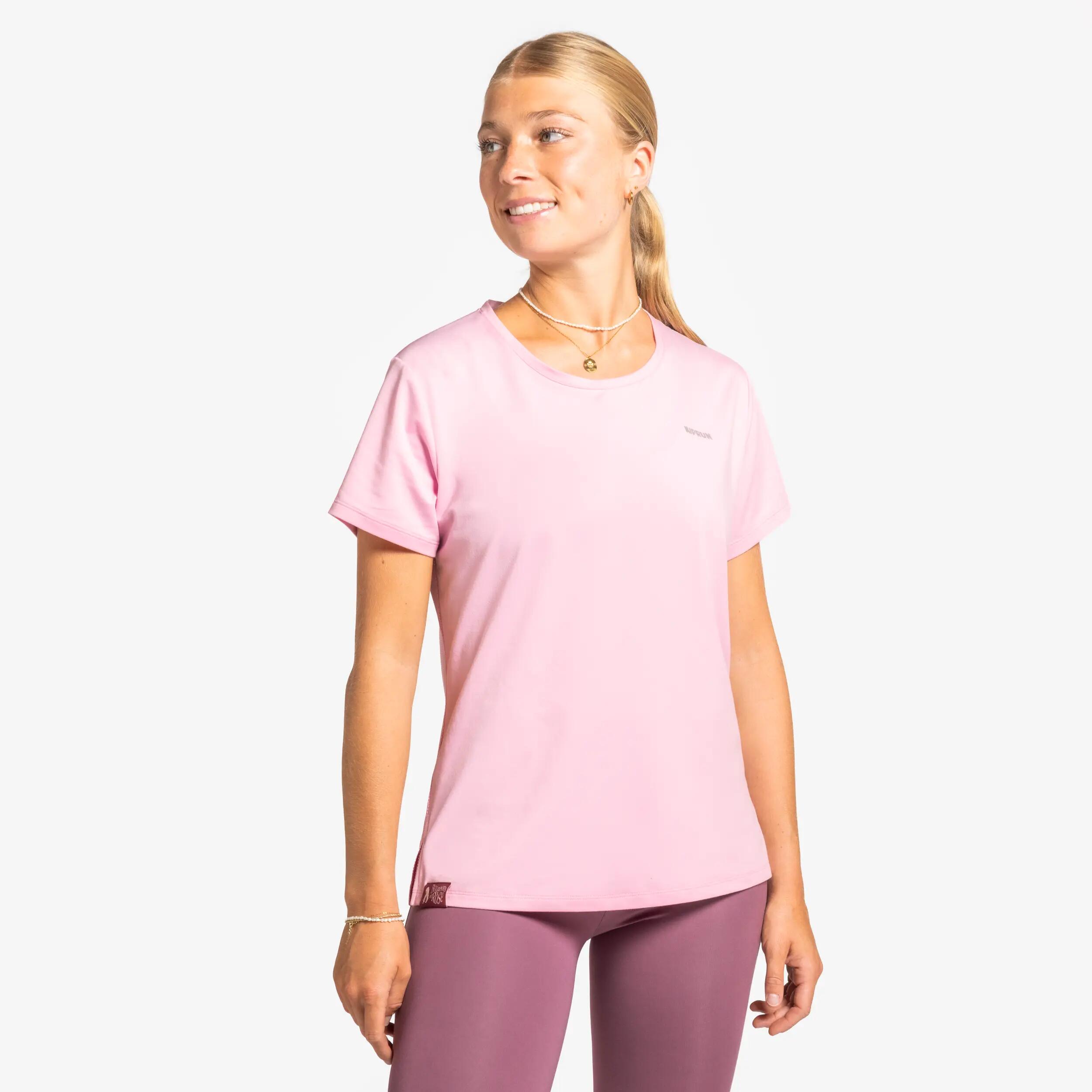 Kiprun T Shirt Running Respirant Femme Bougeons En Rose