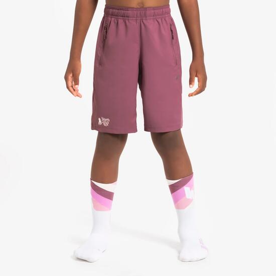 Short de sport respirant enfant, Bougeons en Rose