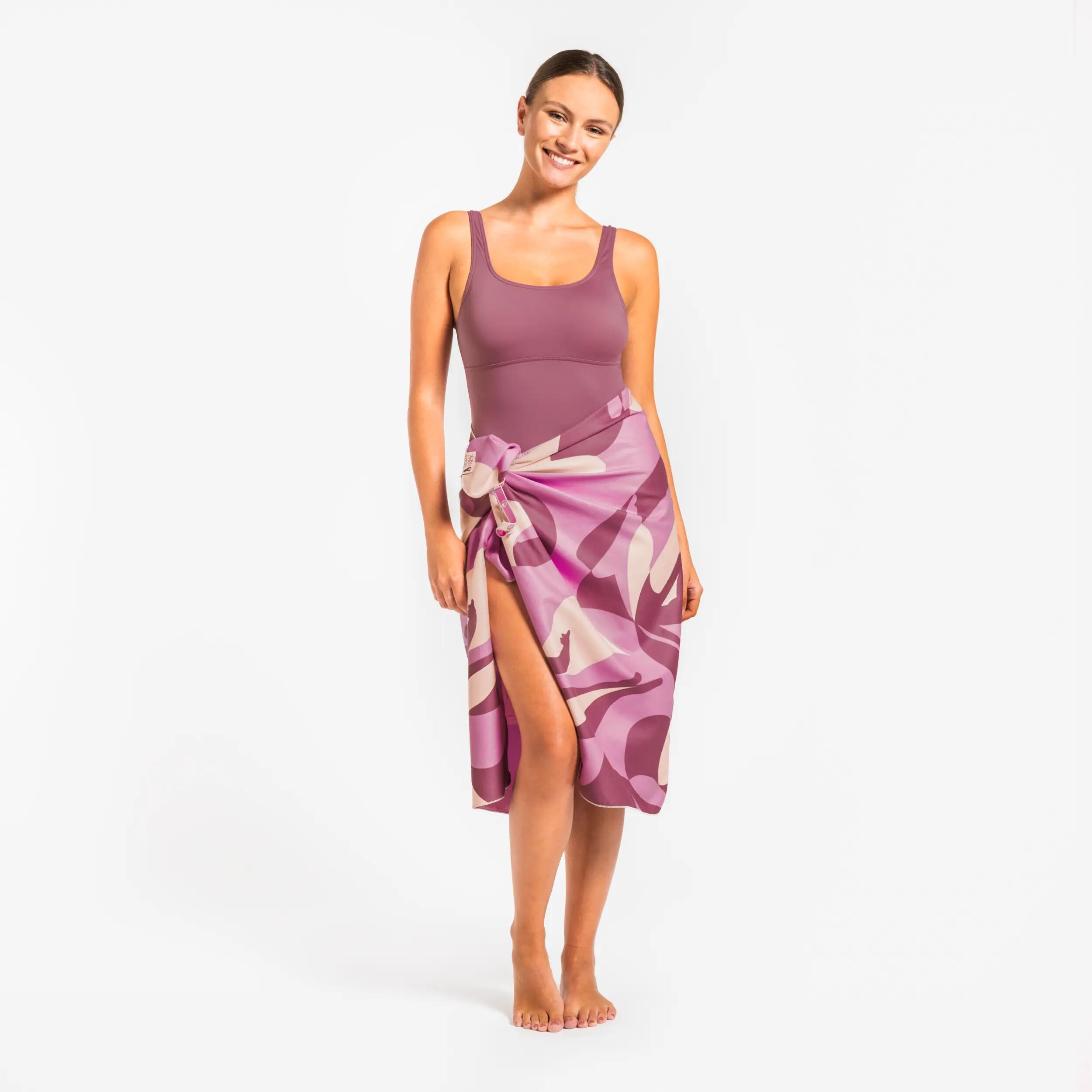 Serviette de bain microfibre compacte L 130 x 80 cm, imprimé Oct. Rose 9/12