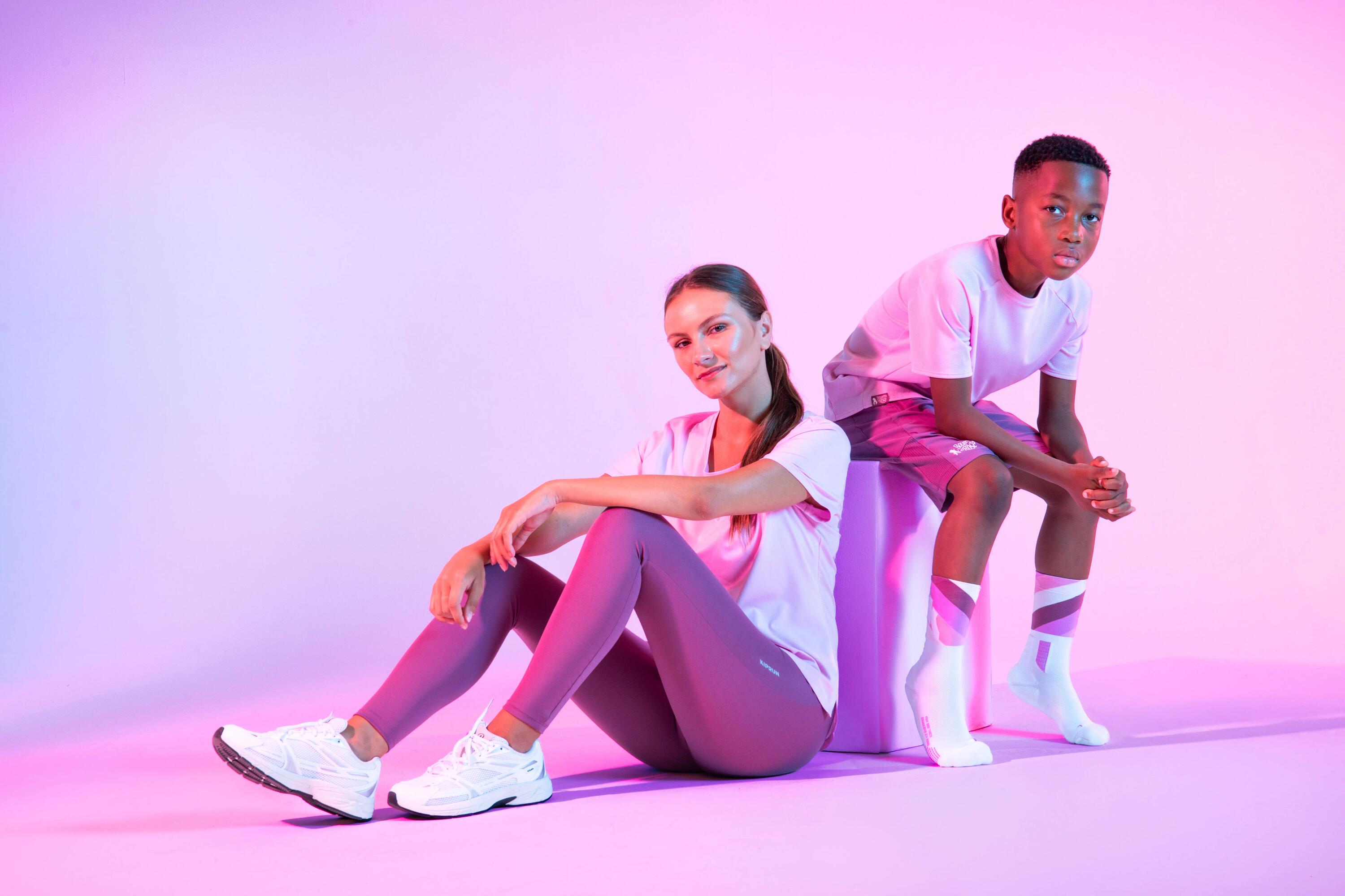 Chaussettes running adulte, Bougeons en Rose 13/16
