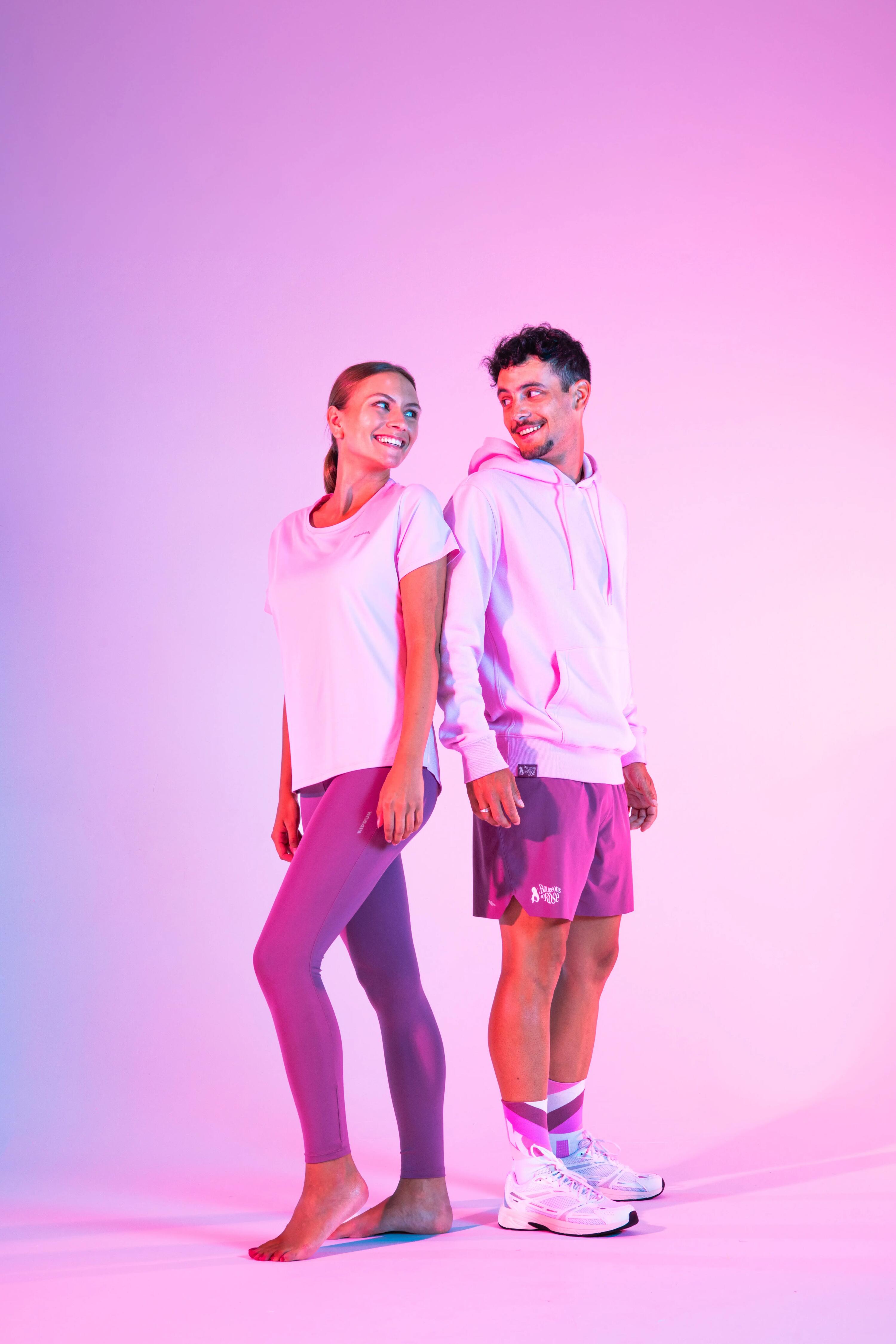 Pantalón corto running hombre, Bougeons en Rose 12/14
