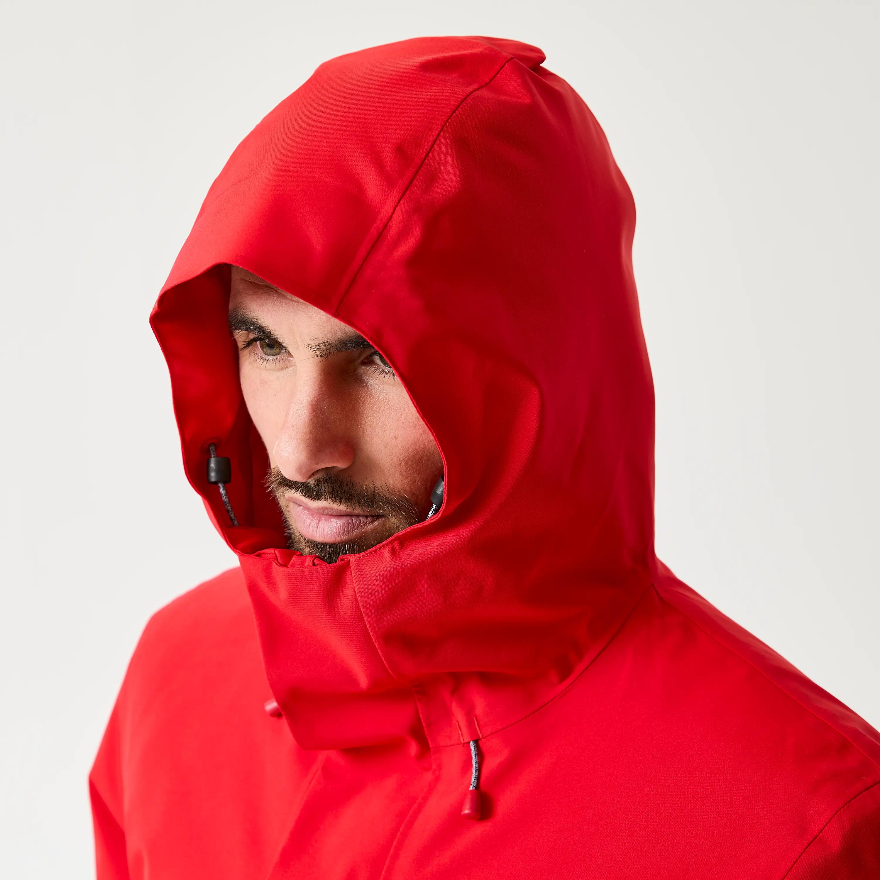 Segeljacke Parka Herren lang wasserdicht warm winddicht 500 rot 3/6
