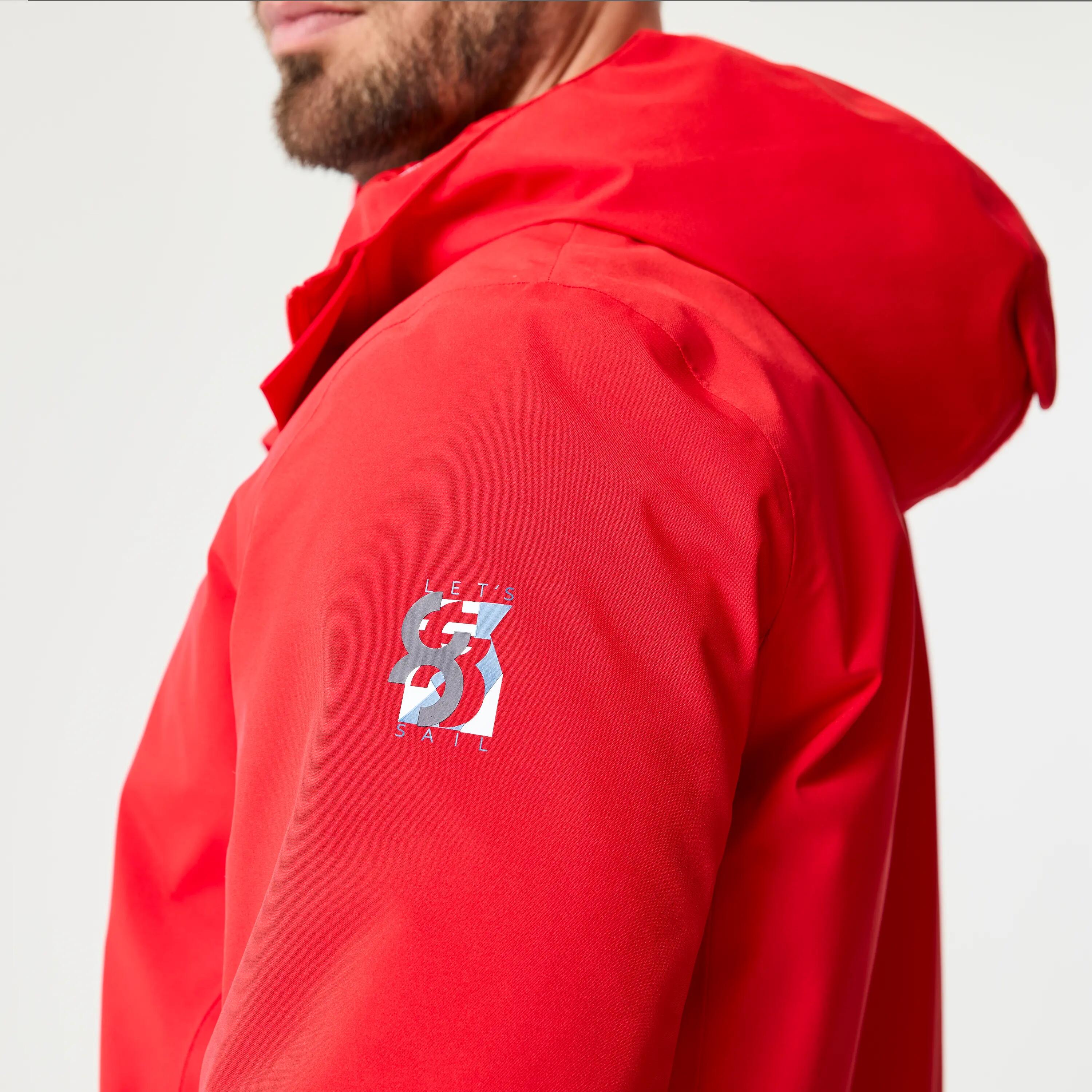 Segeljacke Parka Herren lang wasserdicht warm winddicht 500 rot 4/6