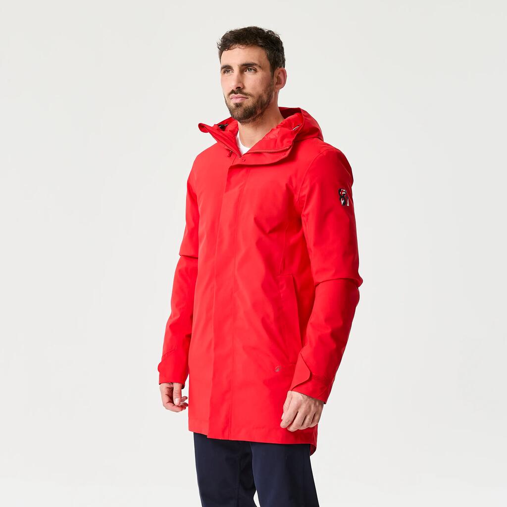 Segeljacke Parka Herren lang wasserdicht warm winddicht 500 rot