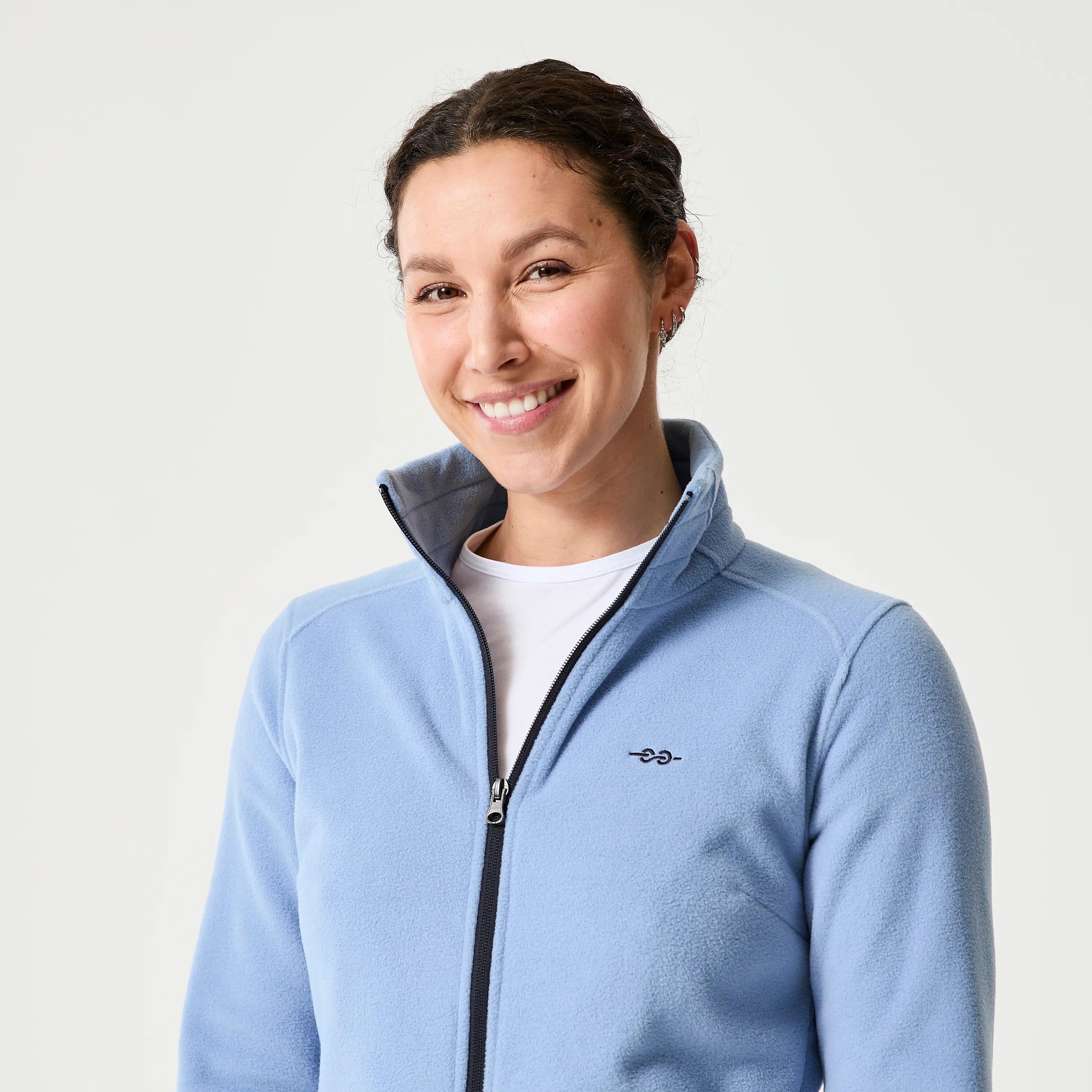 Fleecejacke Segeln Damen warm 100 hellblau 3/5