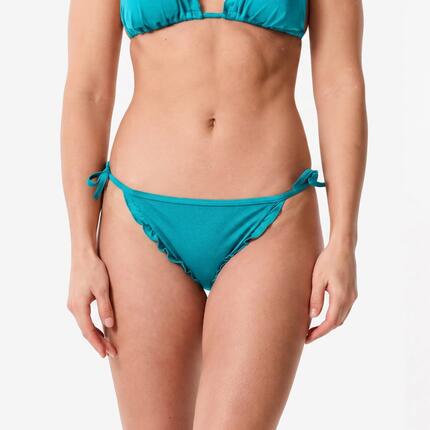 Bas de maillot de bain culotte à volants femme, Sandy Cancan Bleu turquoise