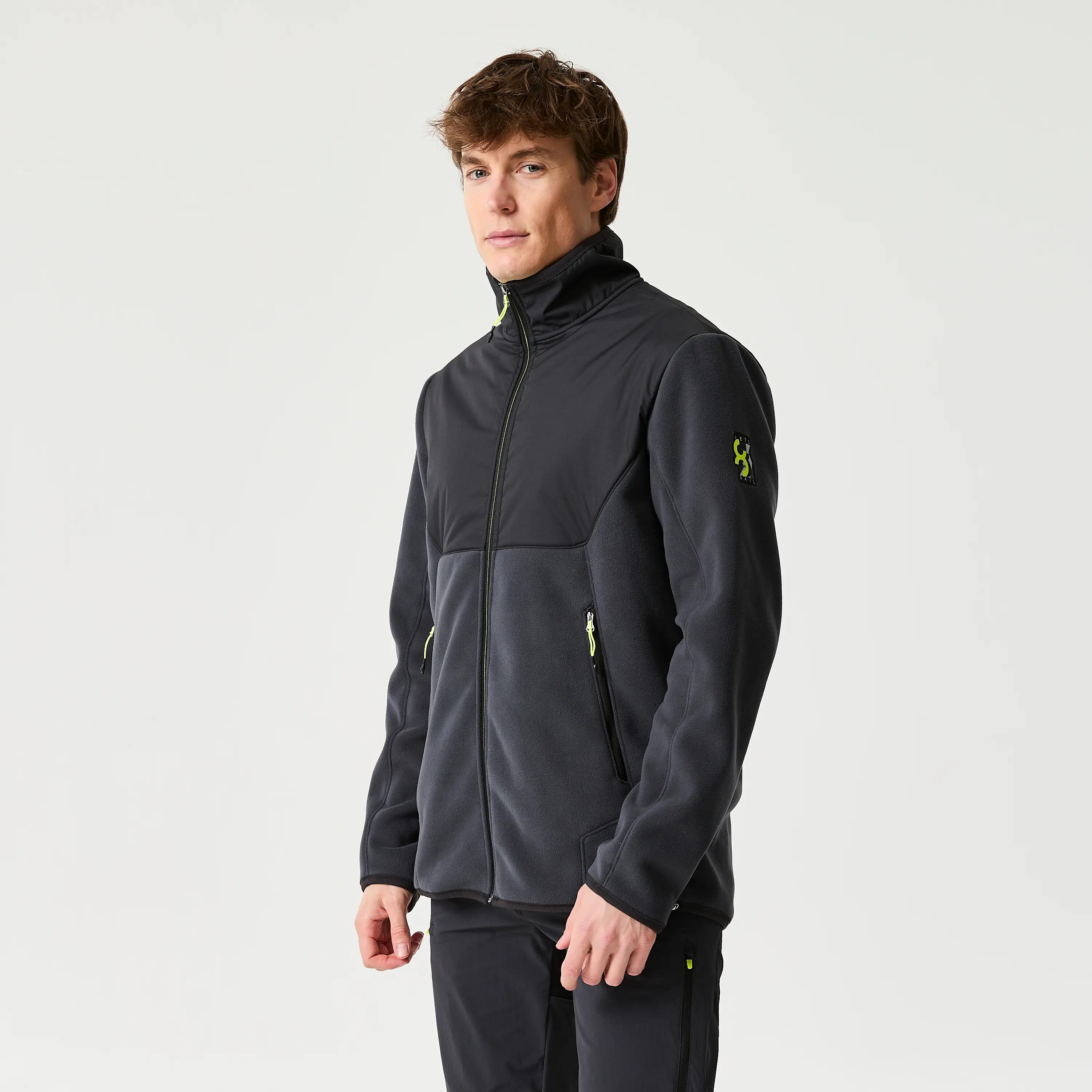 Veste polaire chaude de voile homme, 500 gris noir Veste polaire chaude de voile homme, 500 gris noir