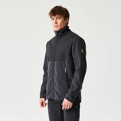 Fleecejack 500 heren zeilen grijs/zwart