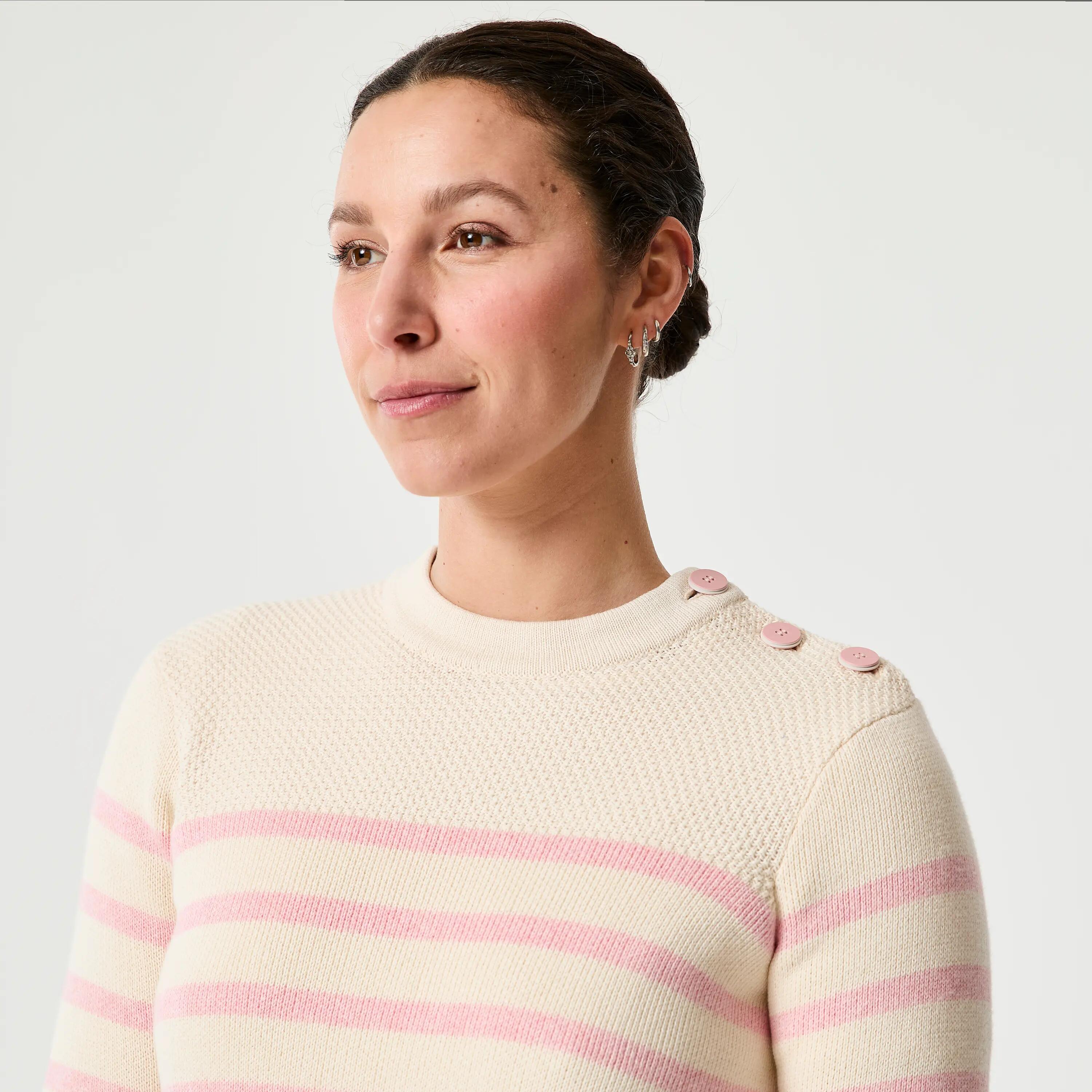 Pull marin tricoté femme, 100 greige rose 3/5