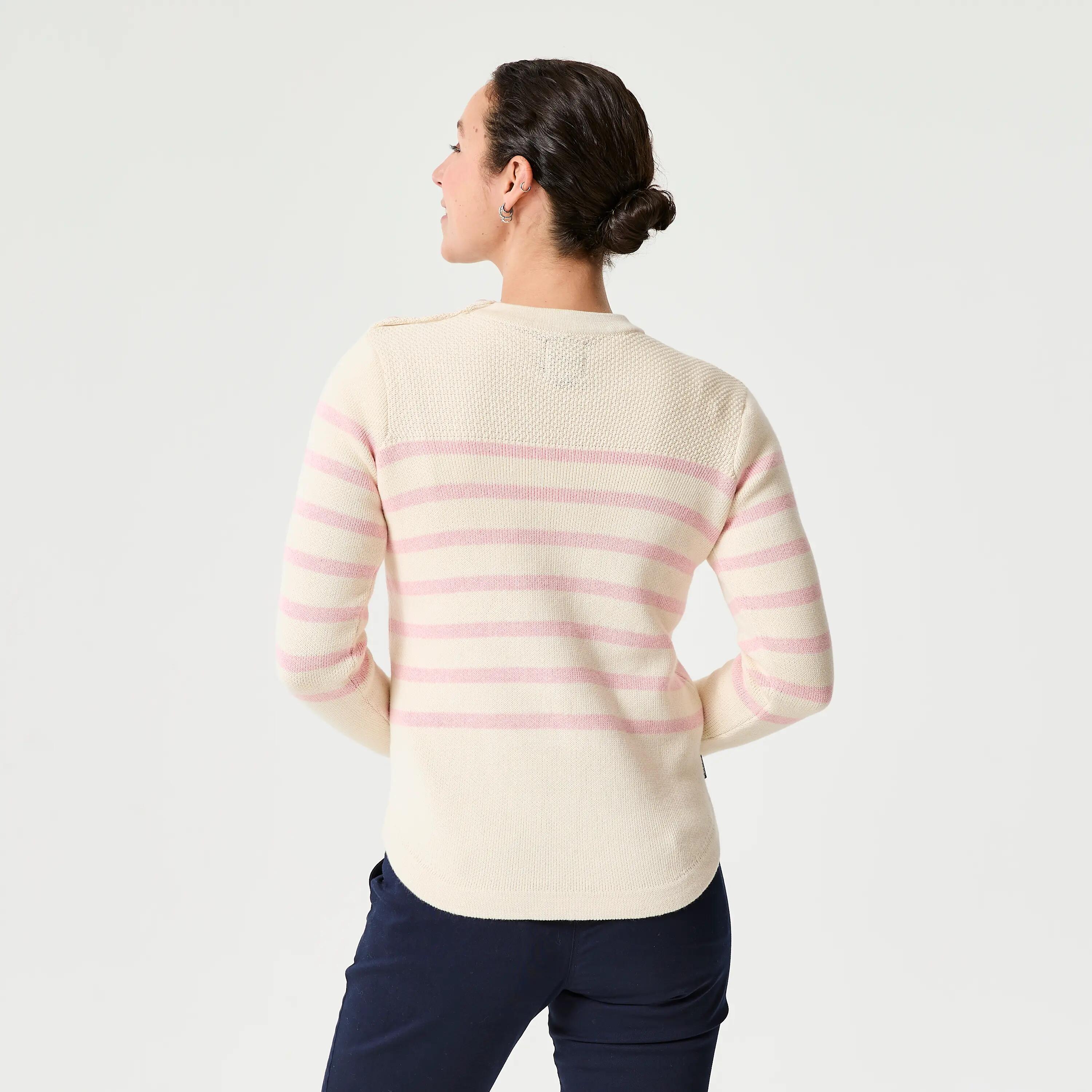 Pull marin tricoté femme, 100 greige rose 2/5
