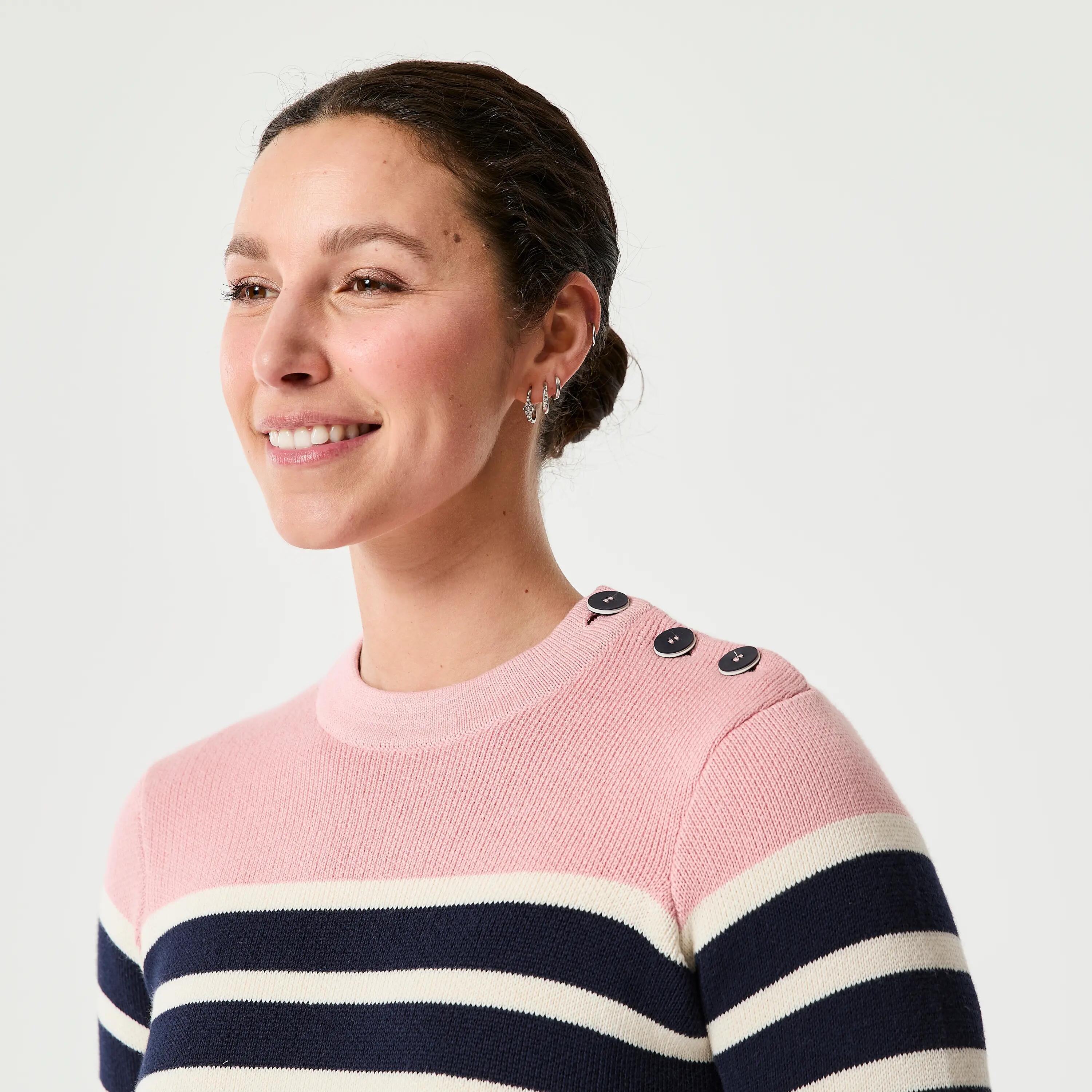 Camisola de Vela em Algodão Mulher 100 Azul-marinho/Rosa 3/5