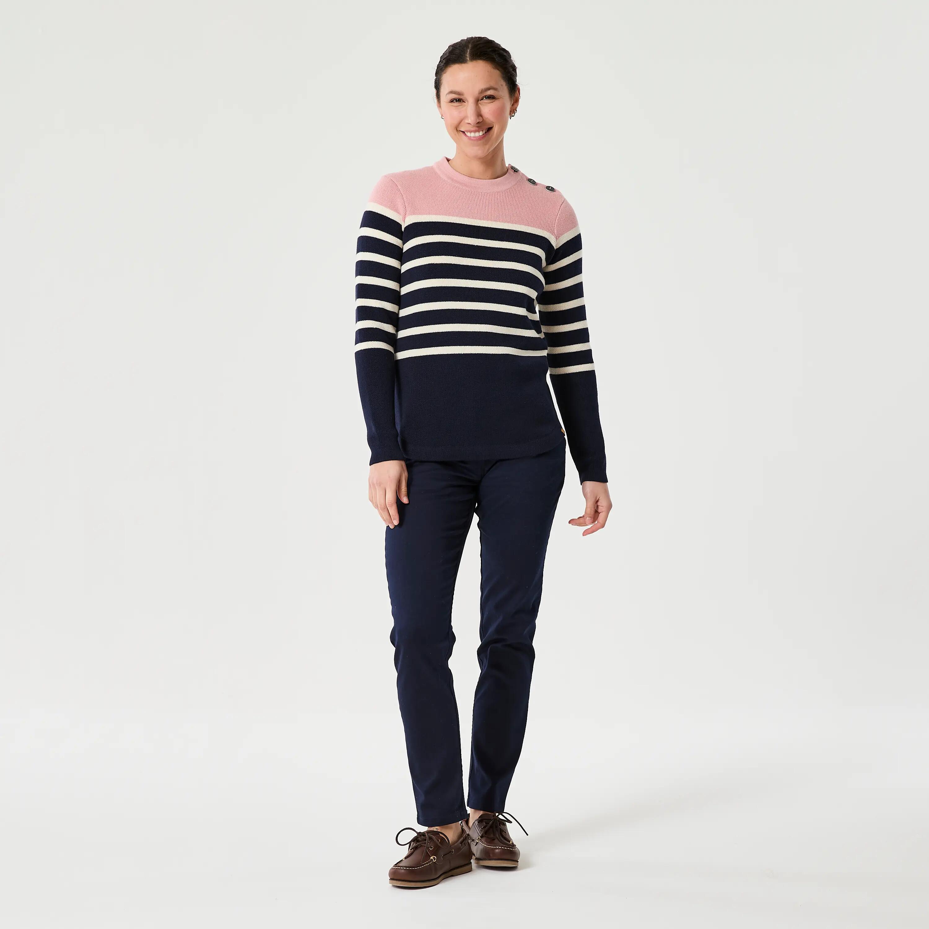 Camisola de Vela em Algodão Mulher 100 Azul-marinho/Rosa 5/5